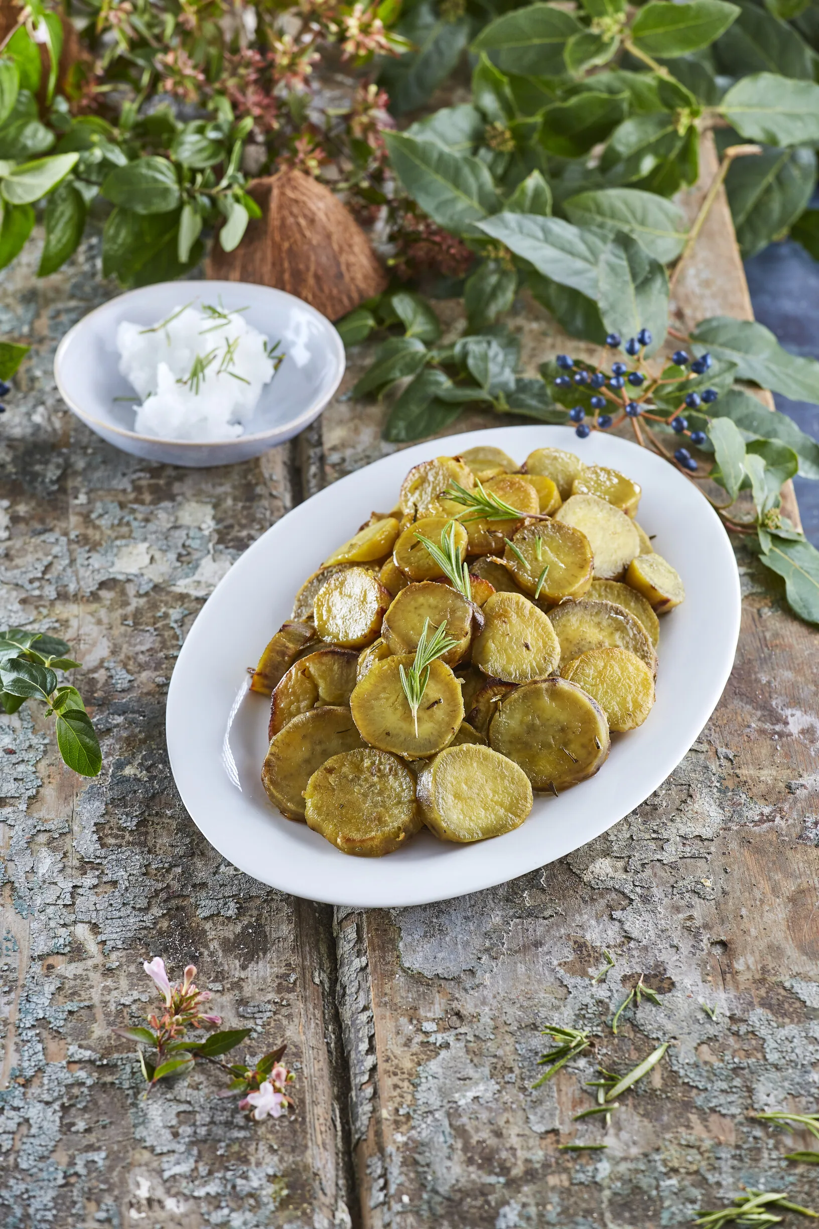 Batata-doce com óleo de coco