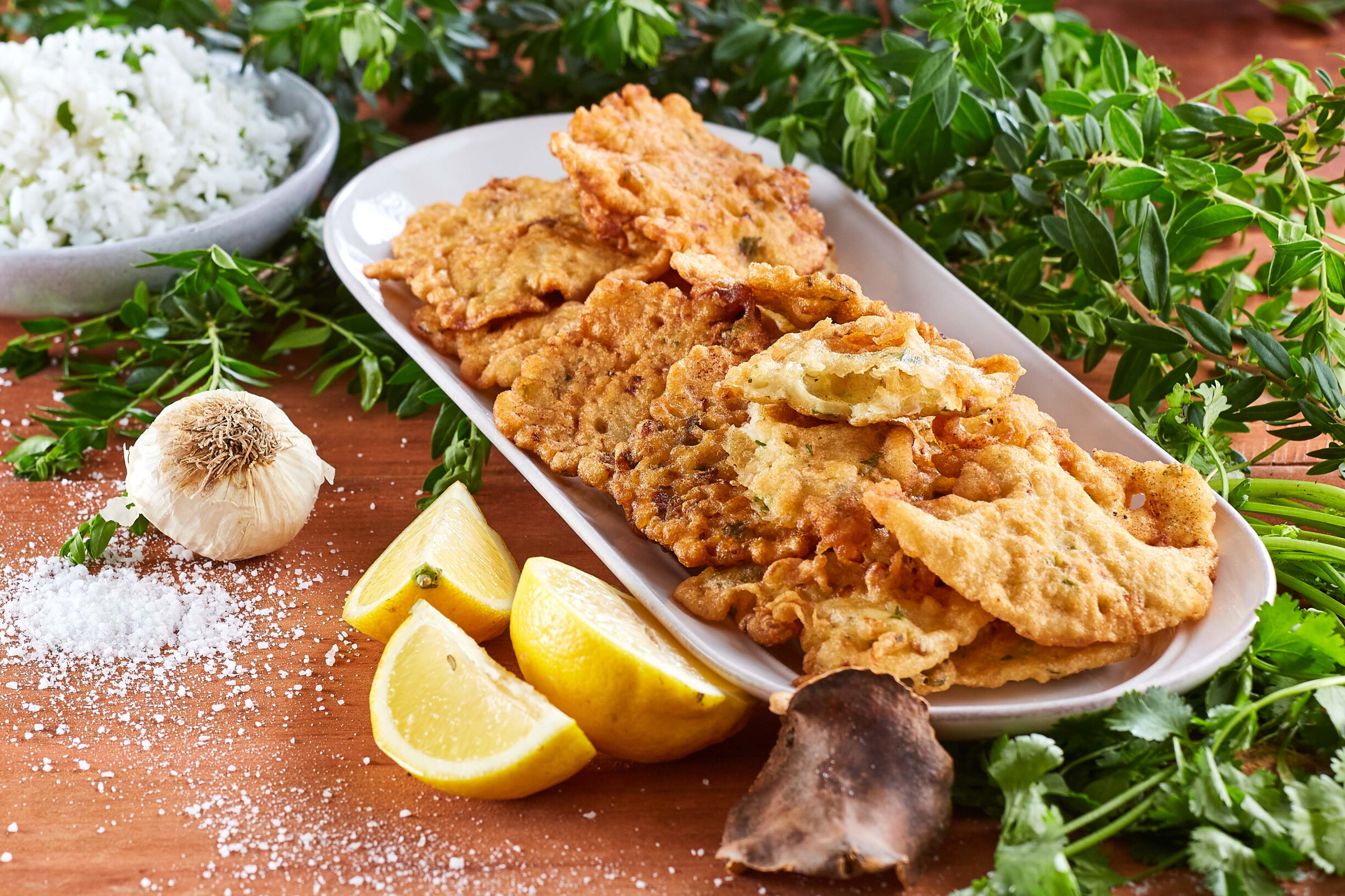 Pataniscas de berbigão com arroz