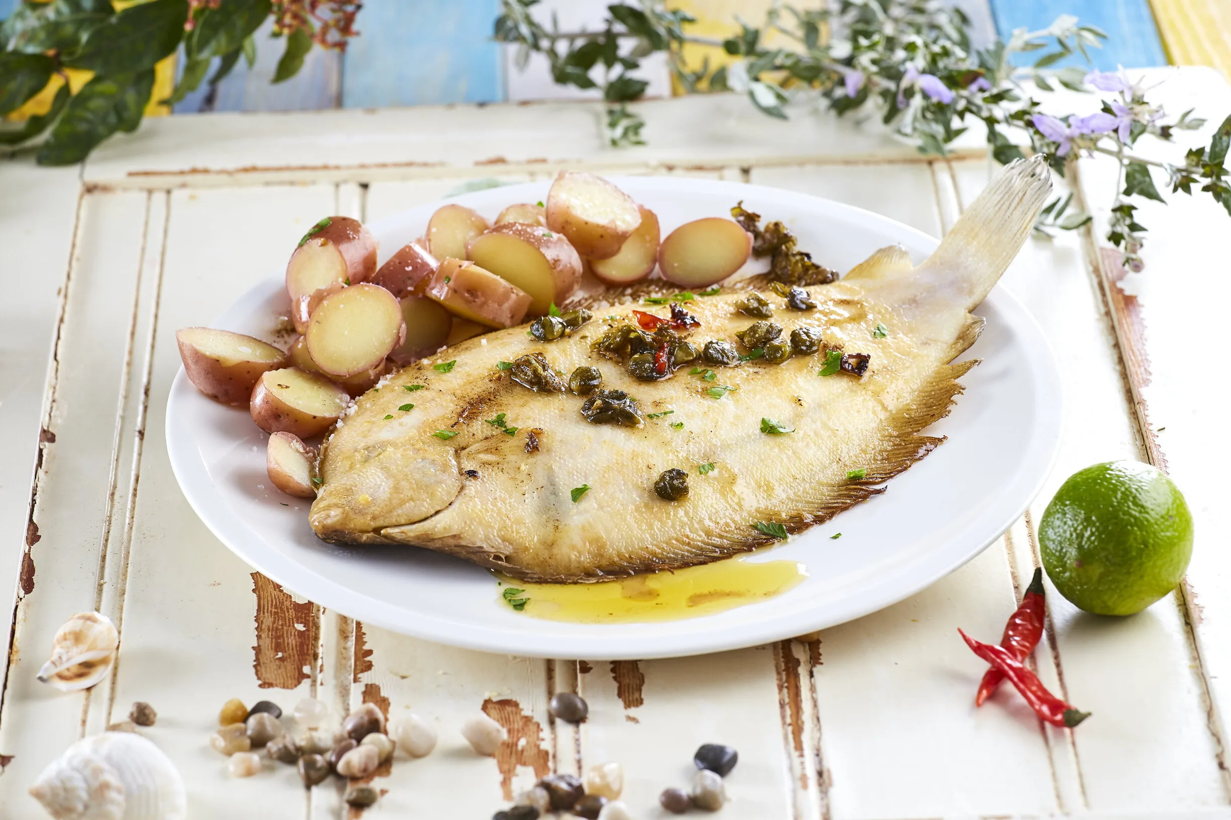 Linguadinhos com molho de alcaparras