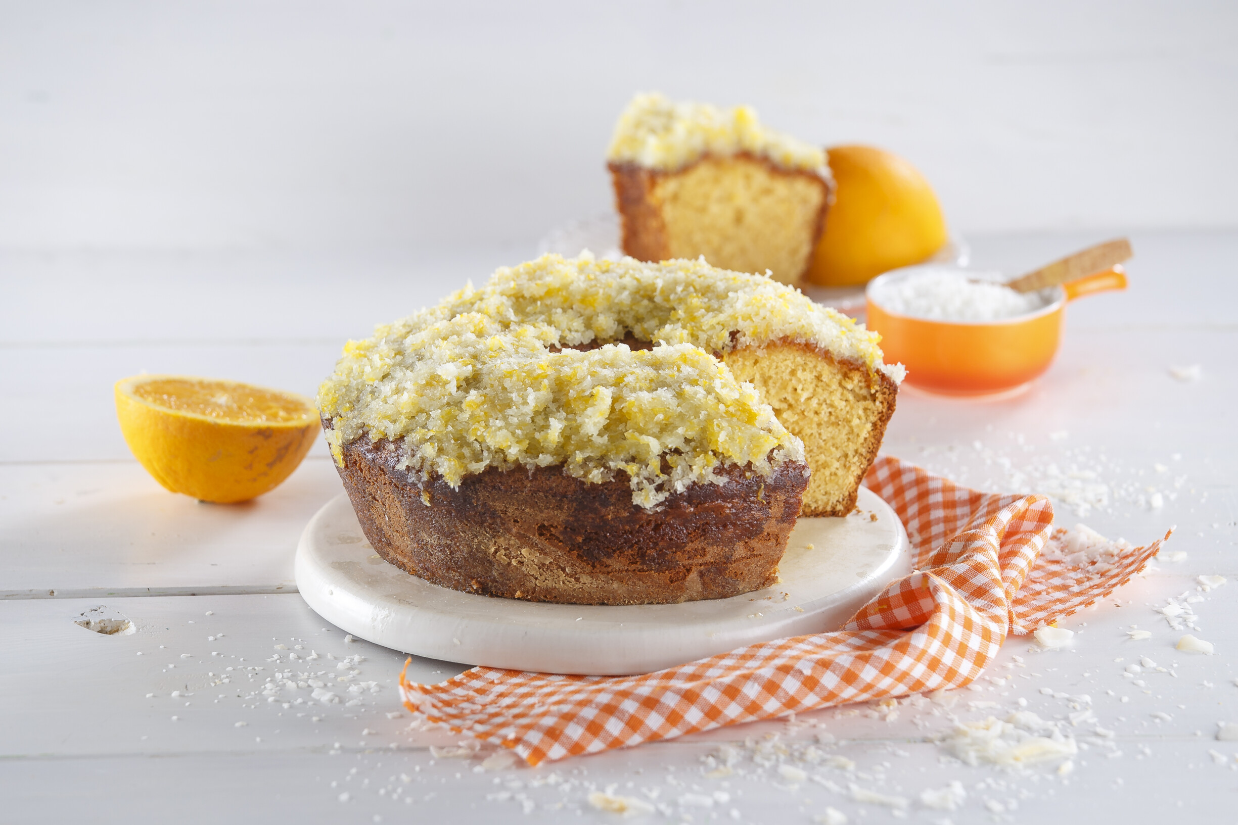 Bolo de laranja e coco