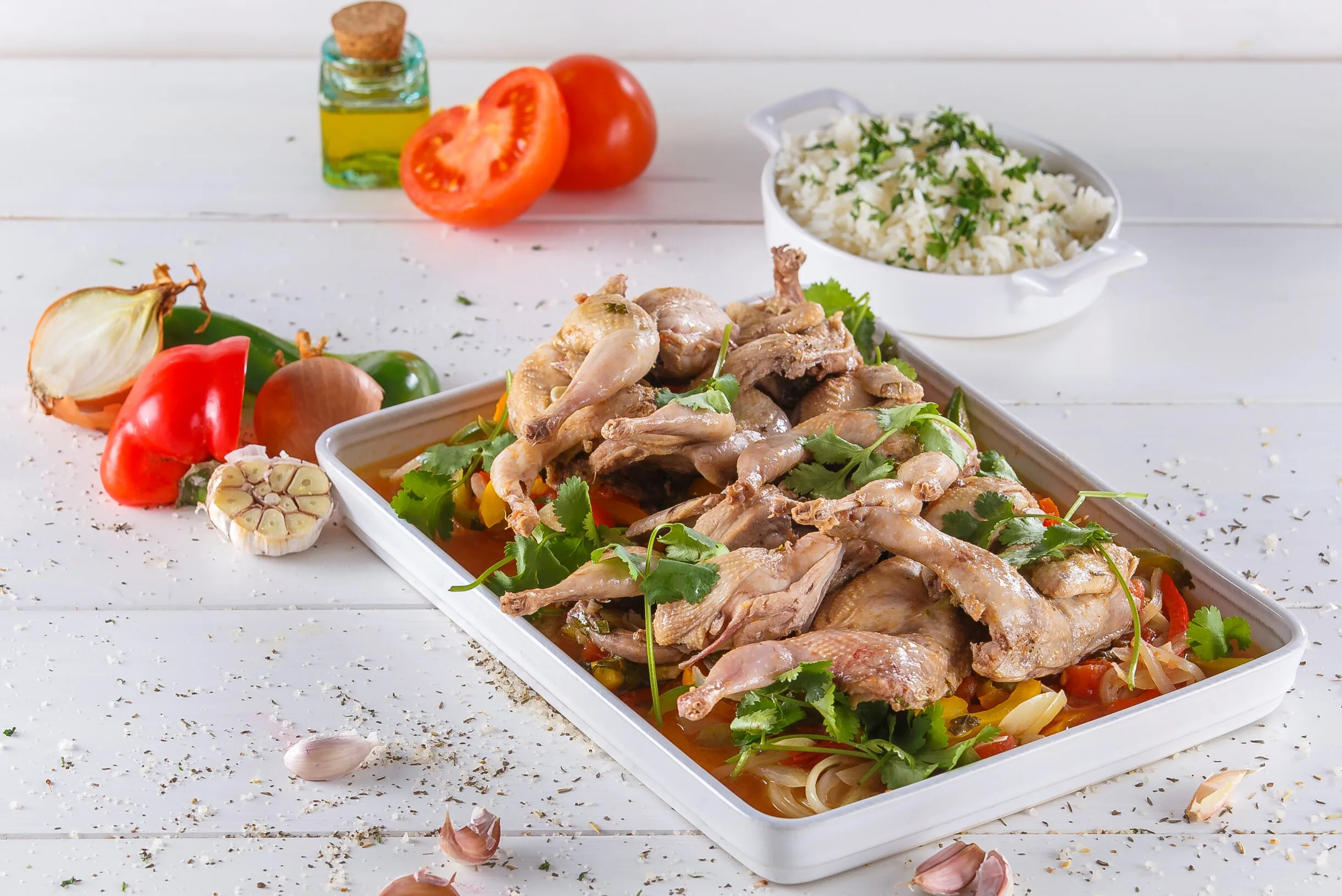 Codornizes com sabores de caldeirada