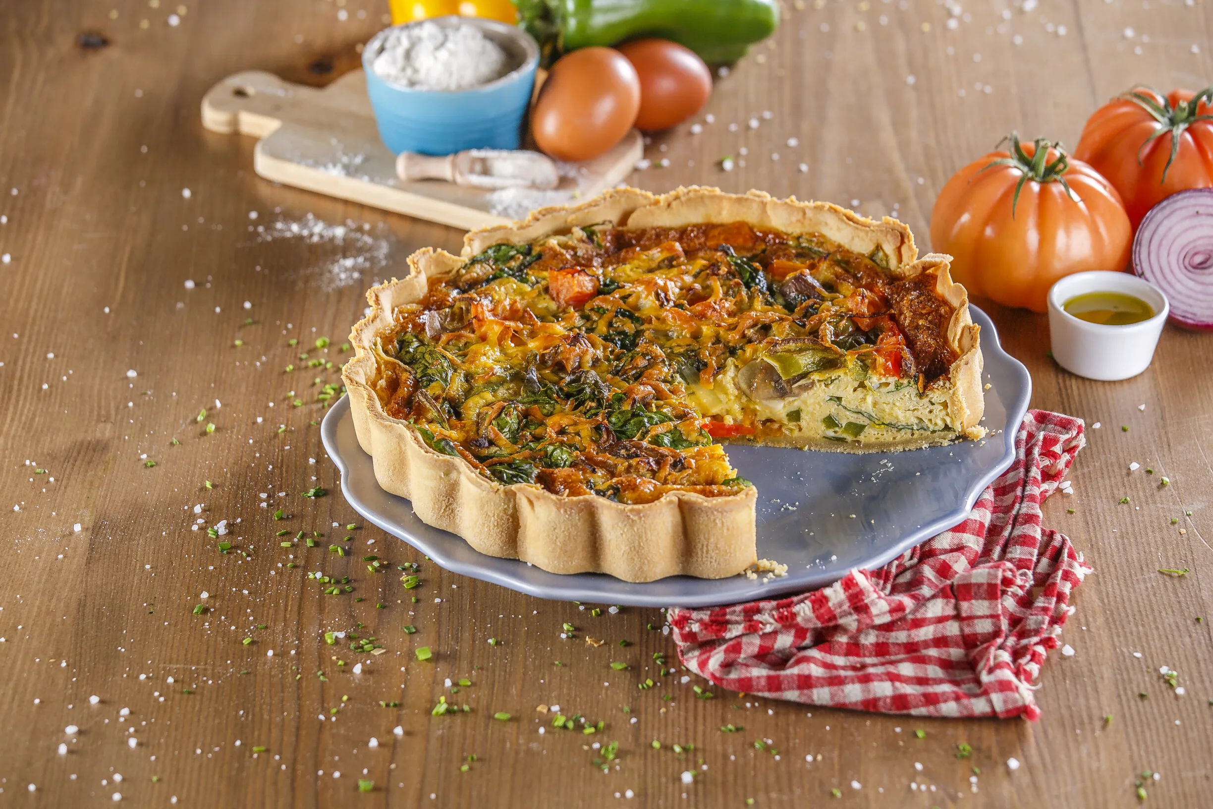 Quiche de legumes e cogumelos