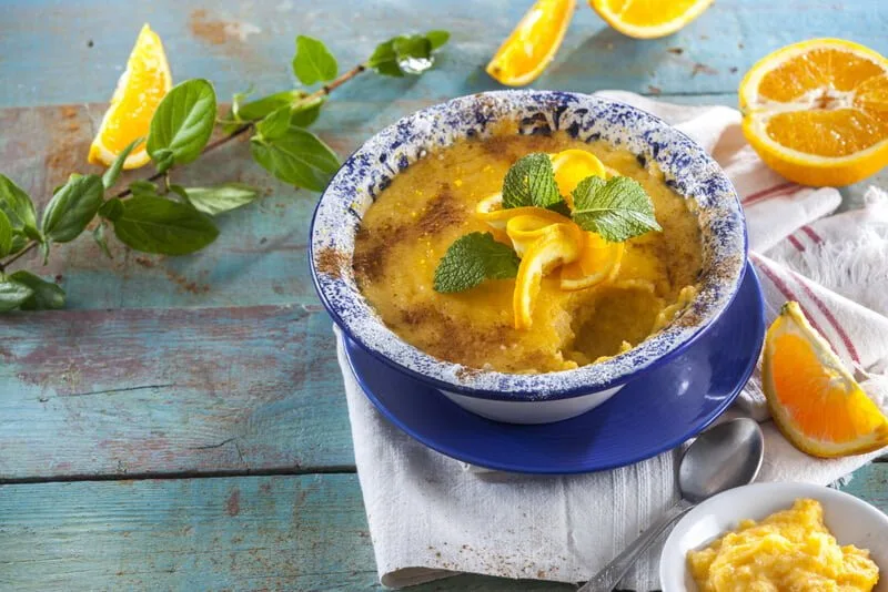 Creme de ovos com laranja e canela