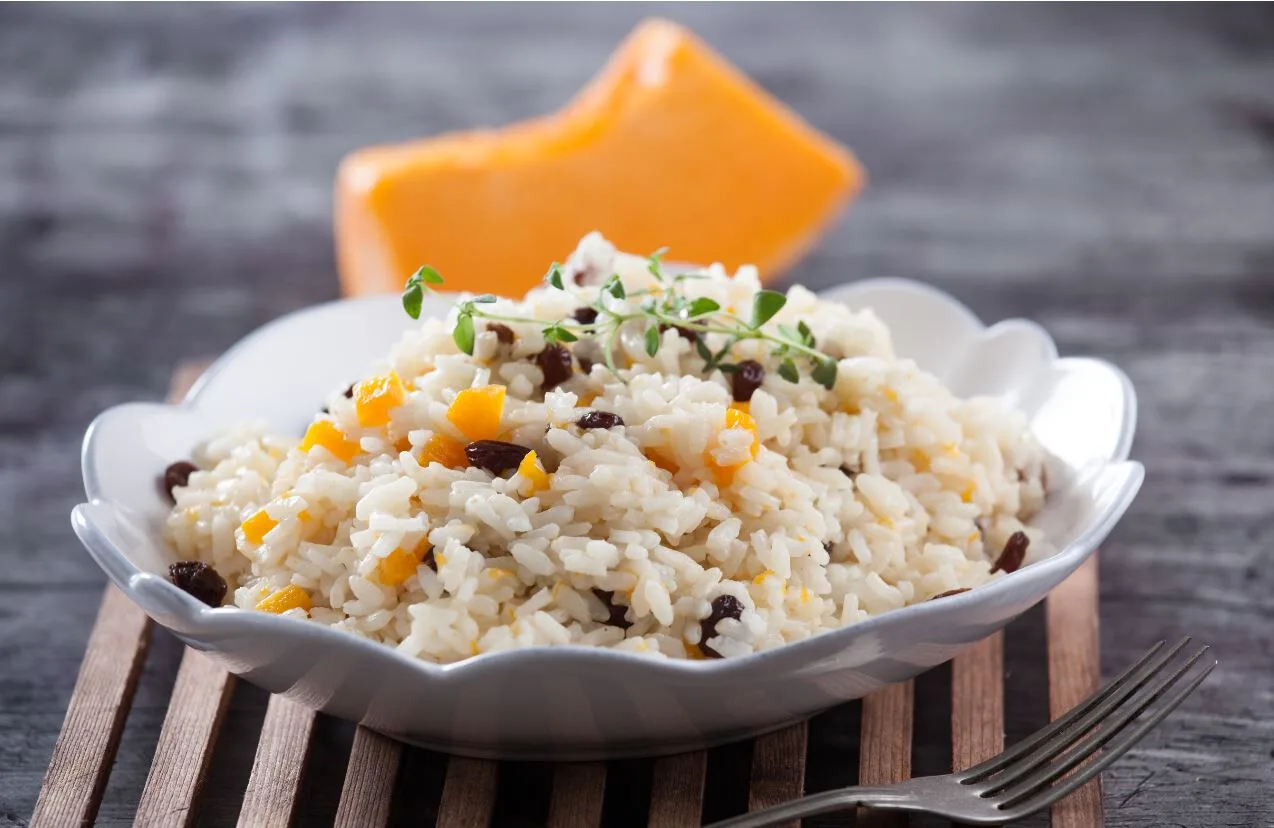 Arroz de abóbora e passas