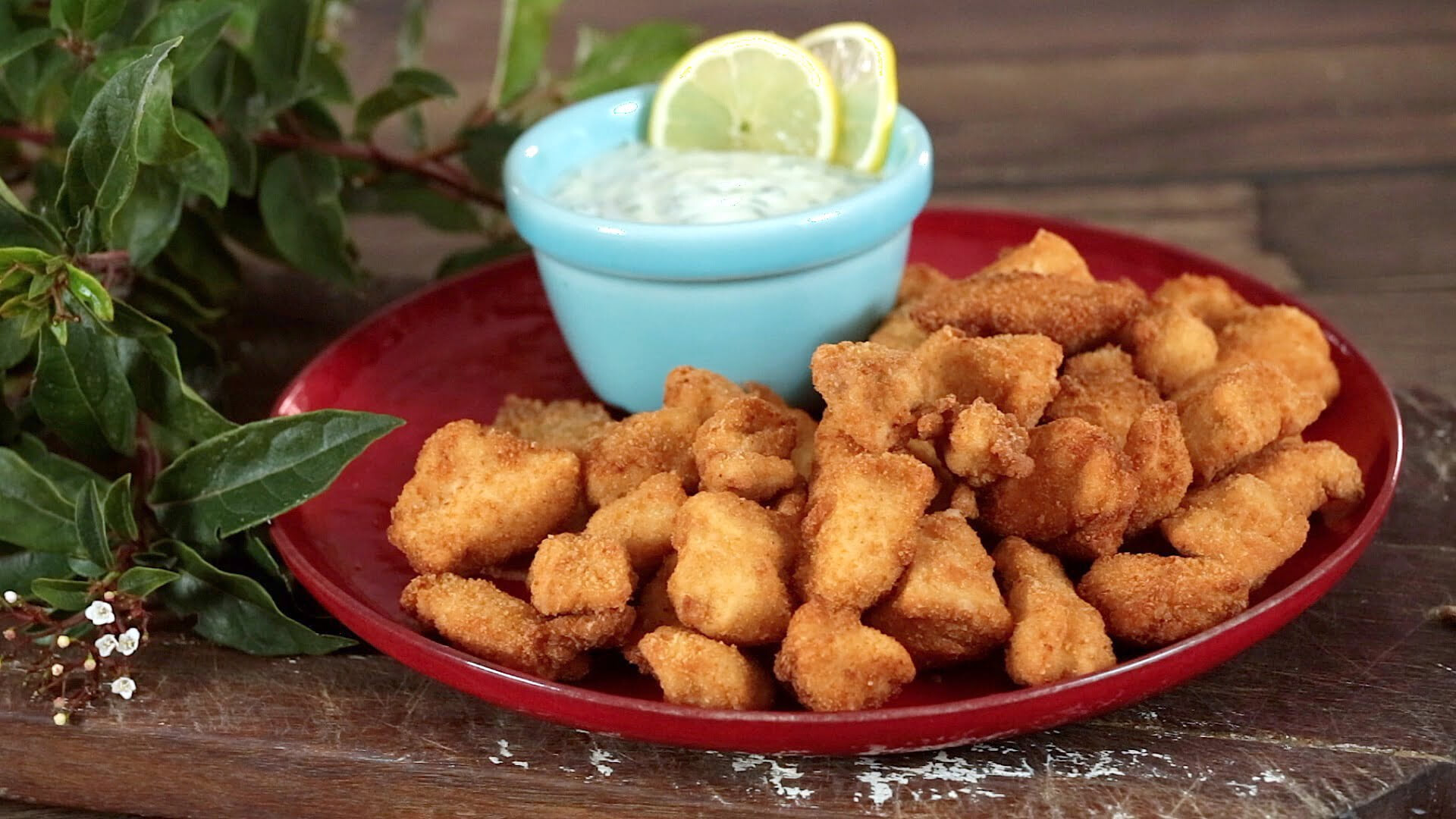 Panados de frango com molho de iogurte