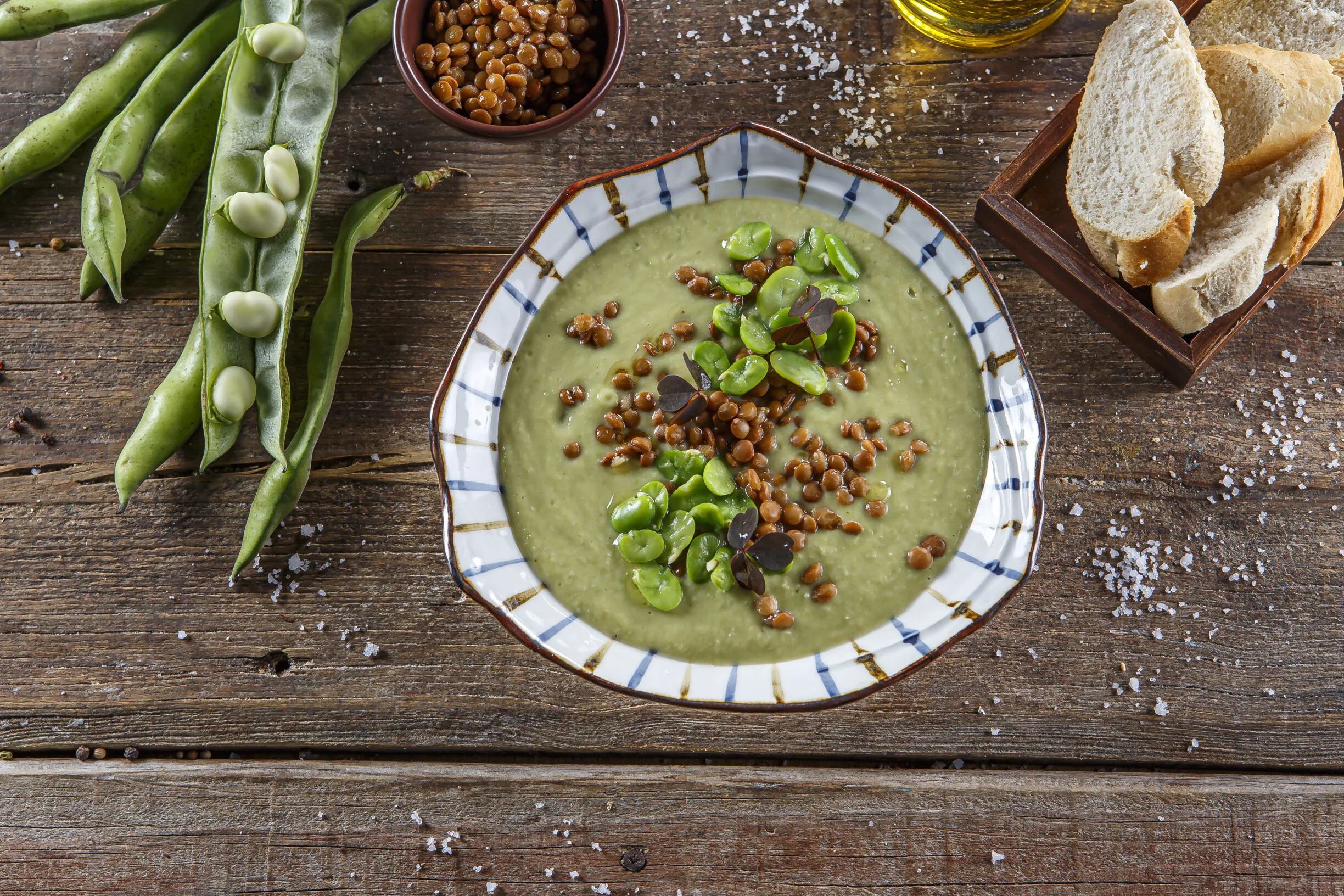Creme de favas com lentilhas