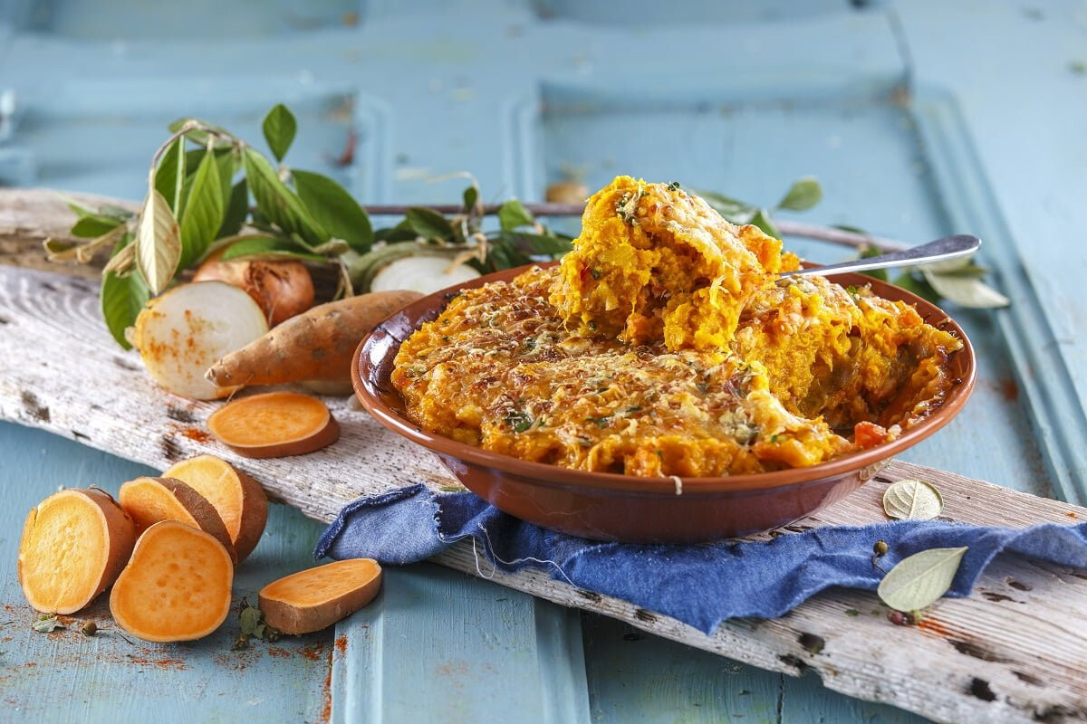 Empadão de peixe e batata-doce