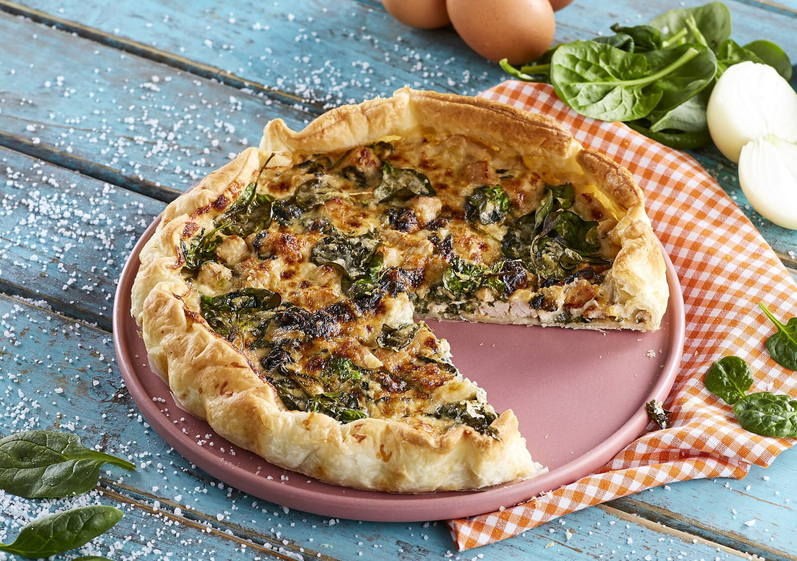 Tarte de peru e espinafres