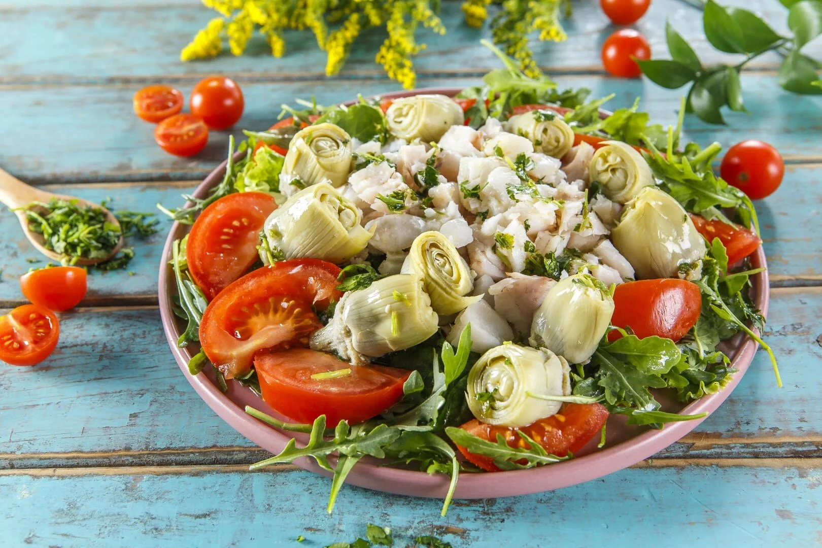 Salada de peixe com alcachofras (receitas especial para grávidas)