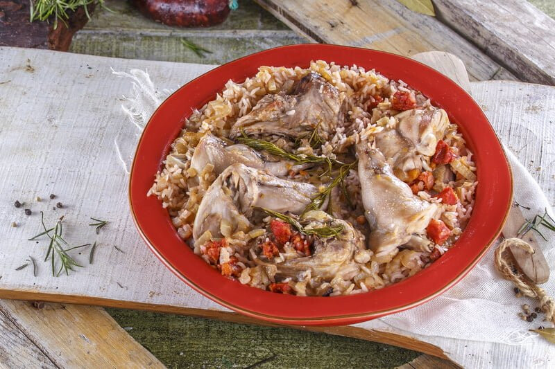 Arroz de coelho no forno