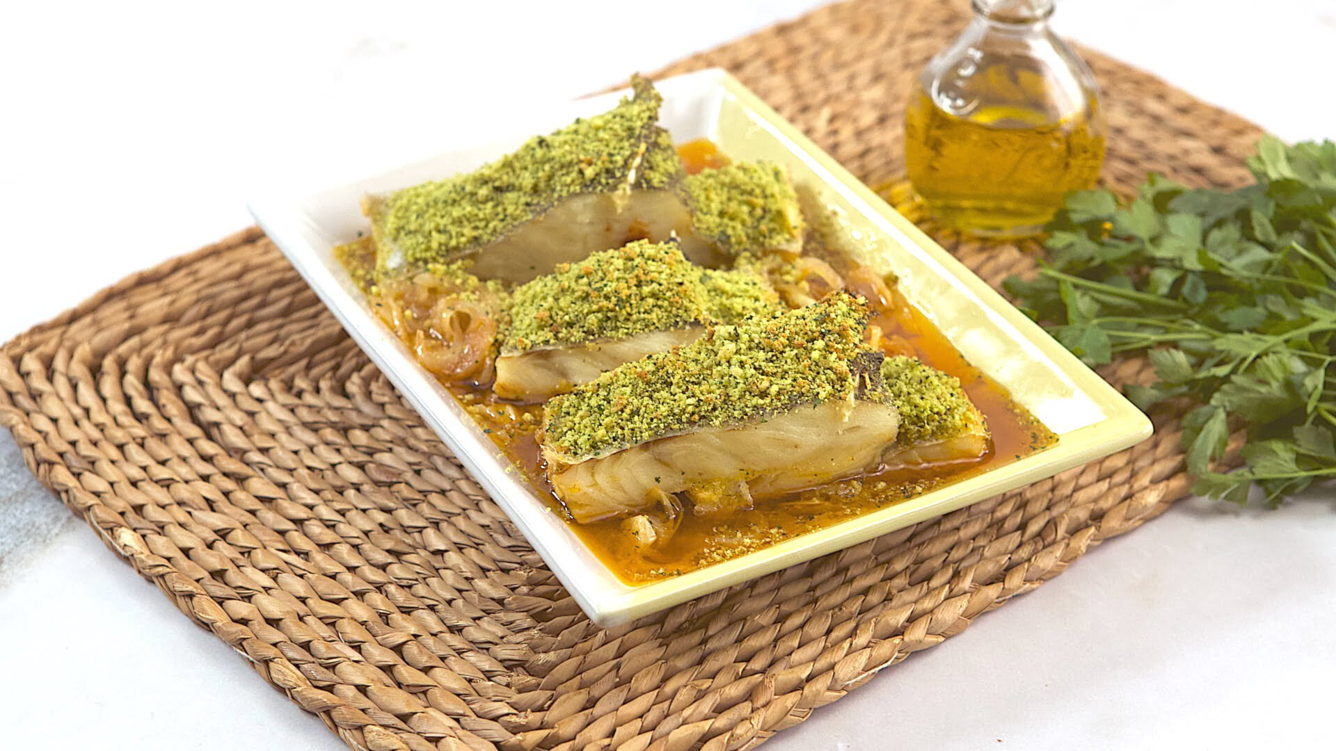 Bacalhau com crosta de ervas aromáticas