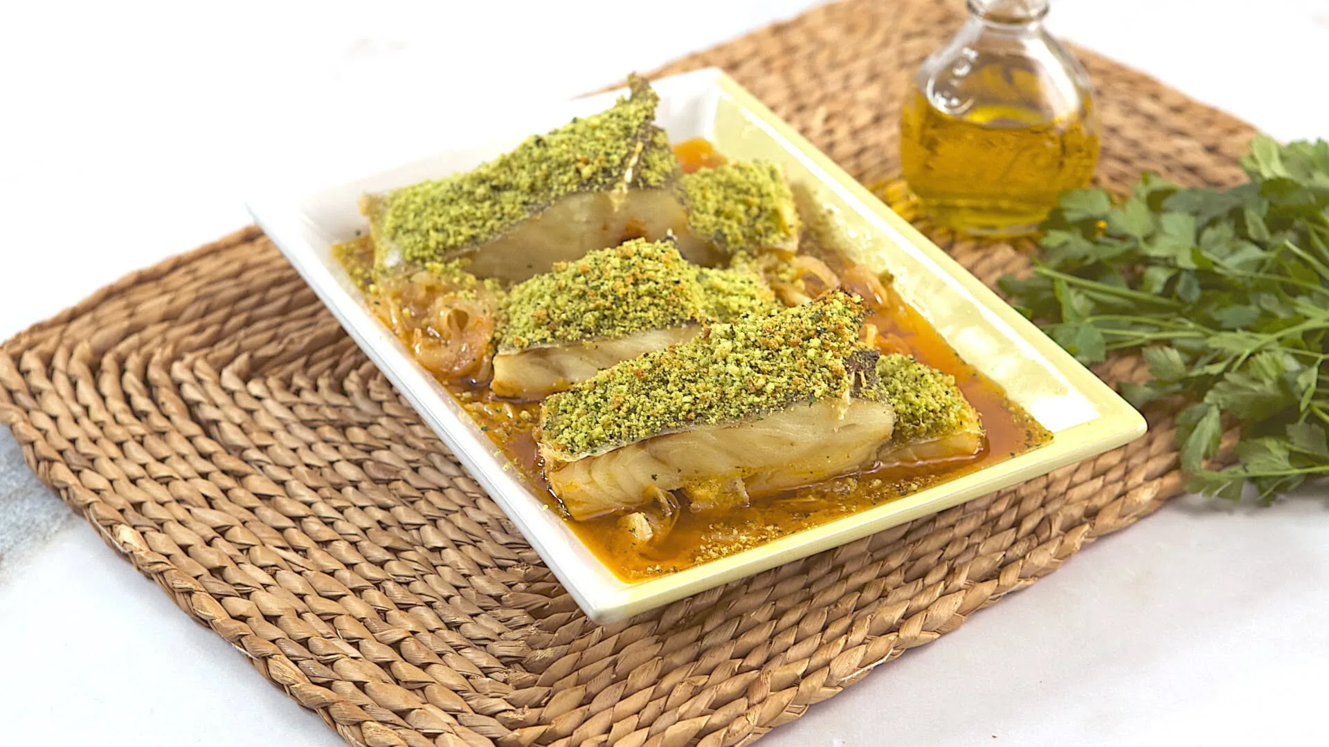 Bacalhau com crosta de ervas aromáticas