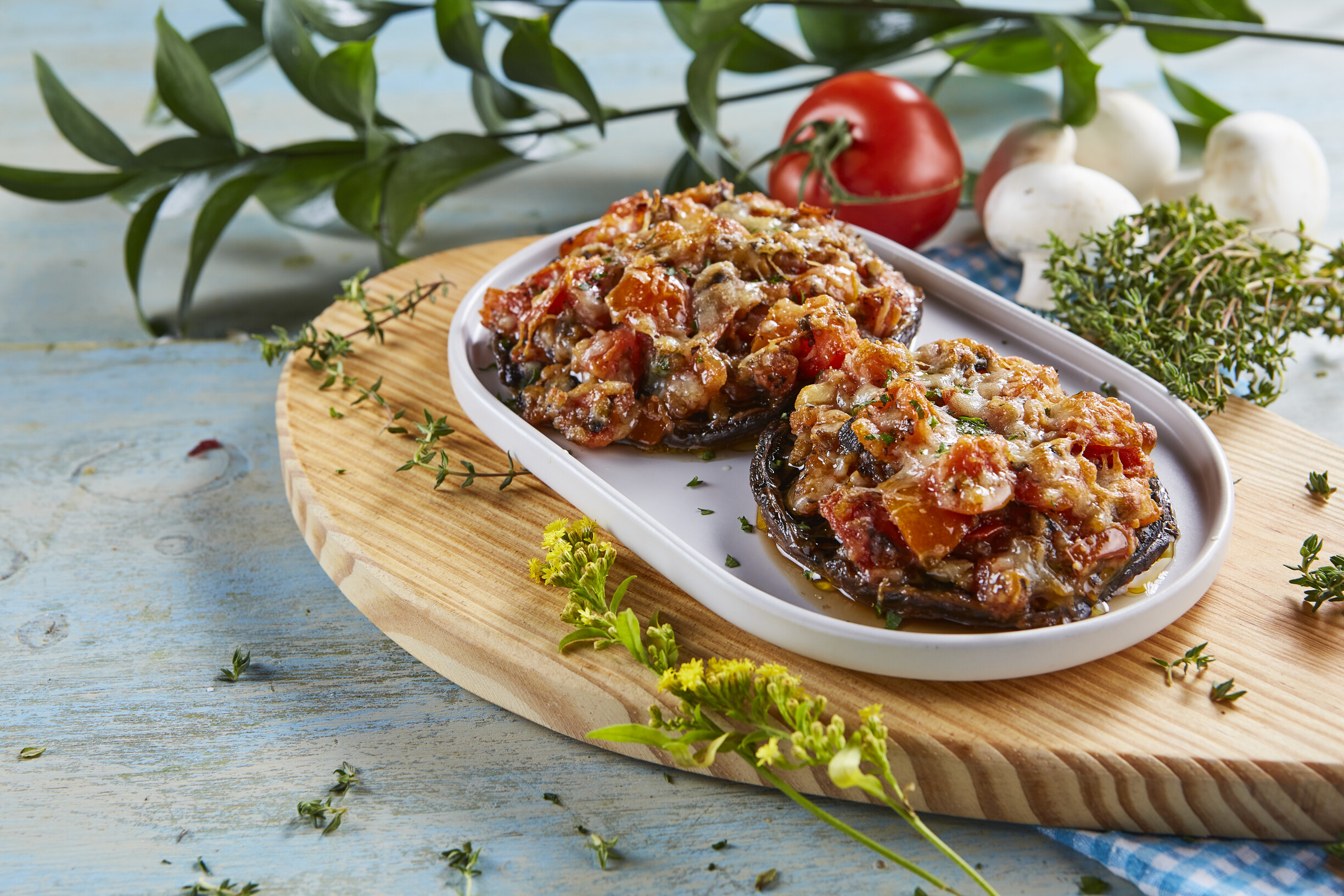 Cogumelos recheados na air fryer