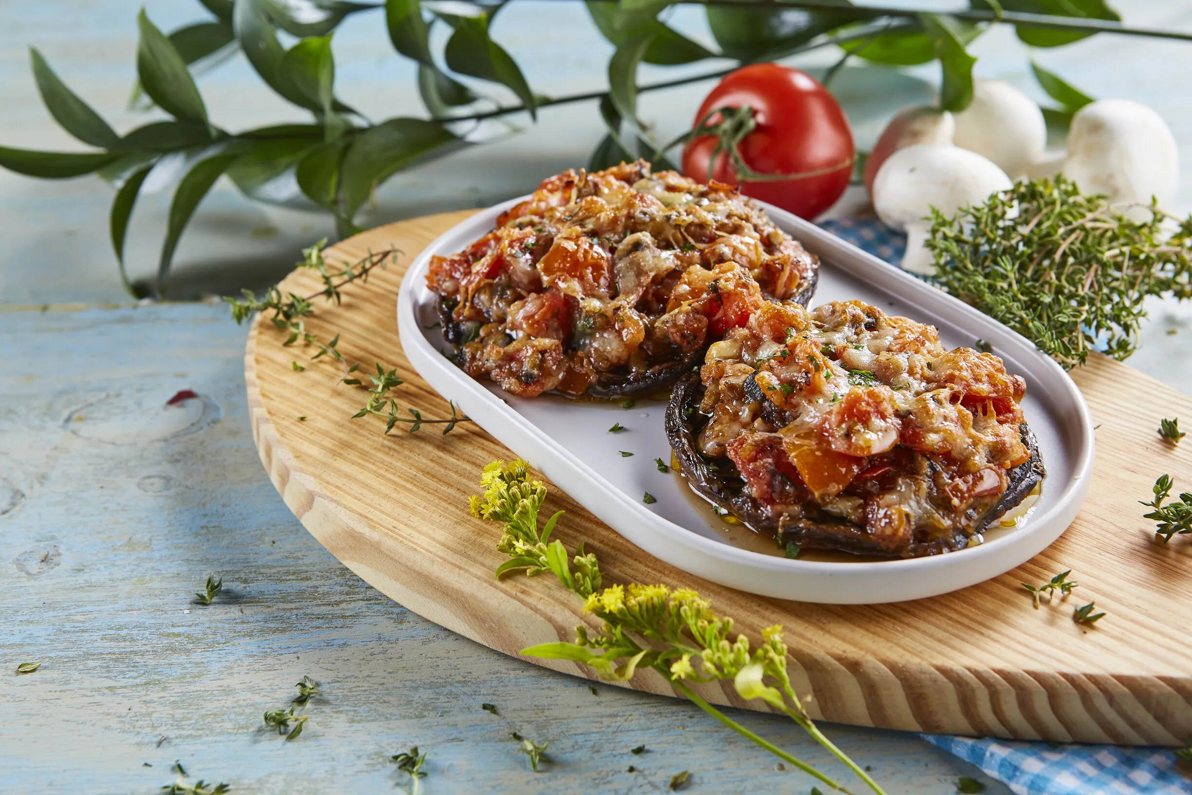 Cogumelos recheados na air fryer