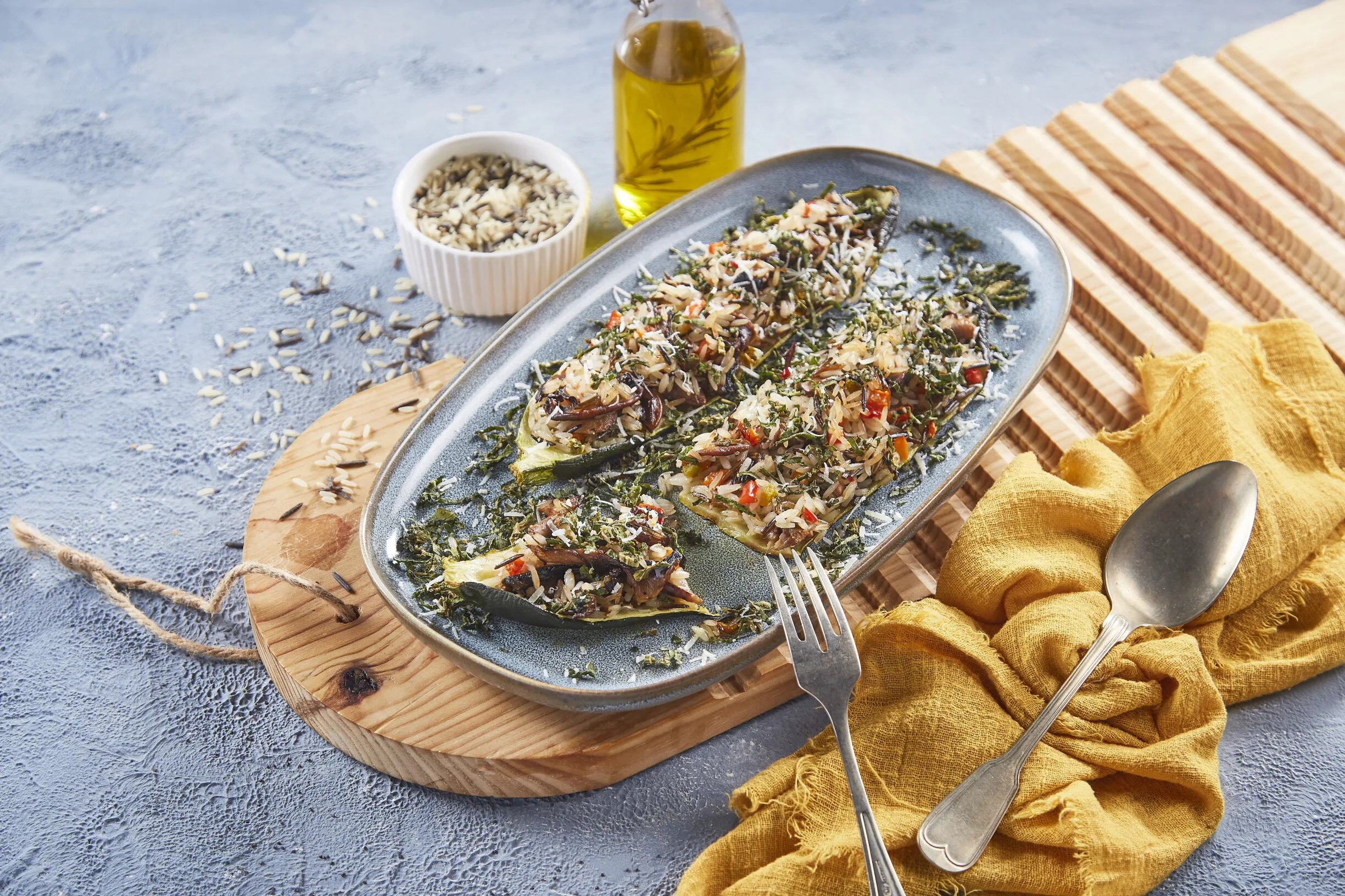 Curgete recheada com arroz