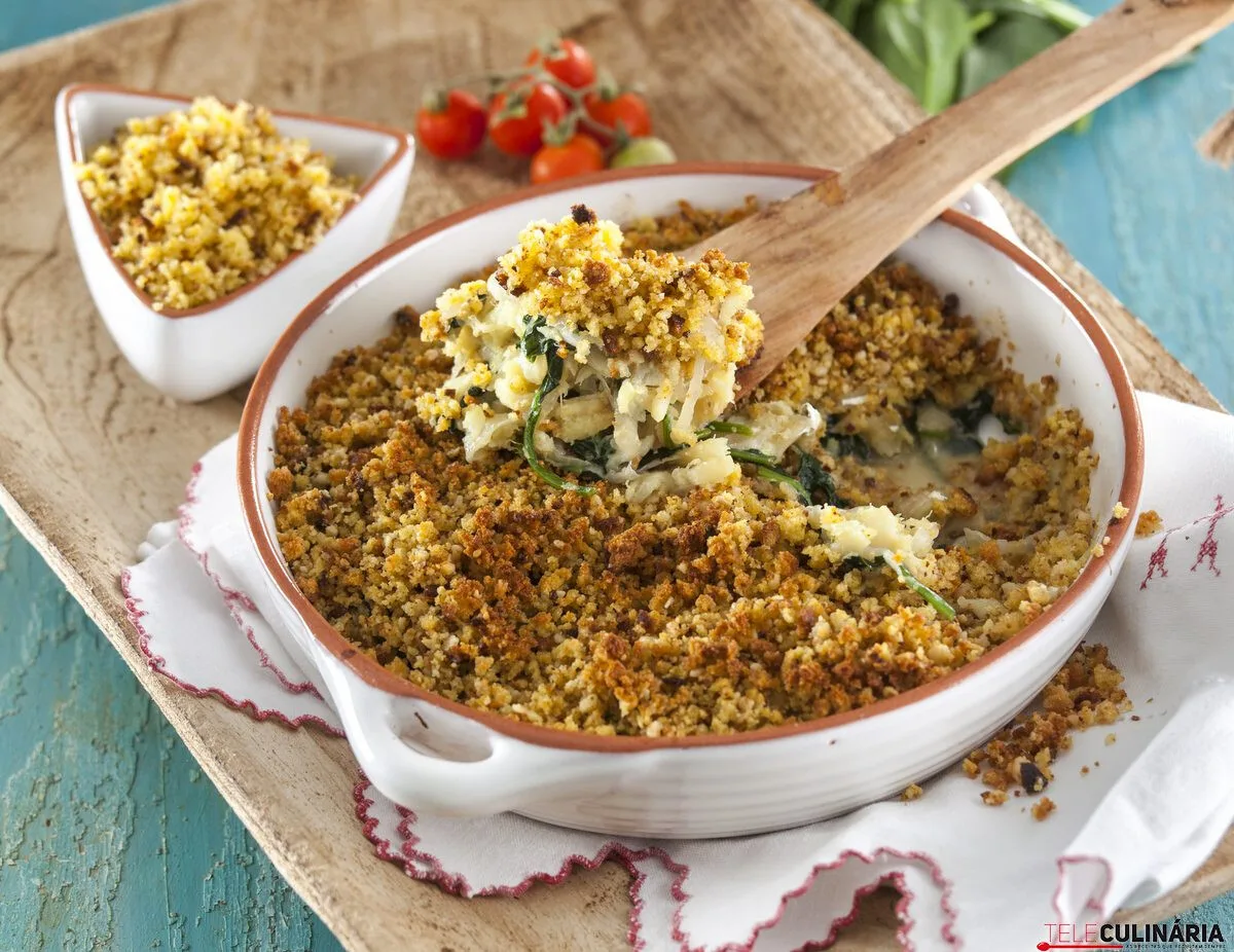 Receita de Bacalhau com Broa e Frutos Secos