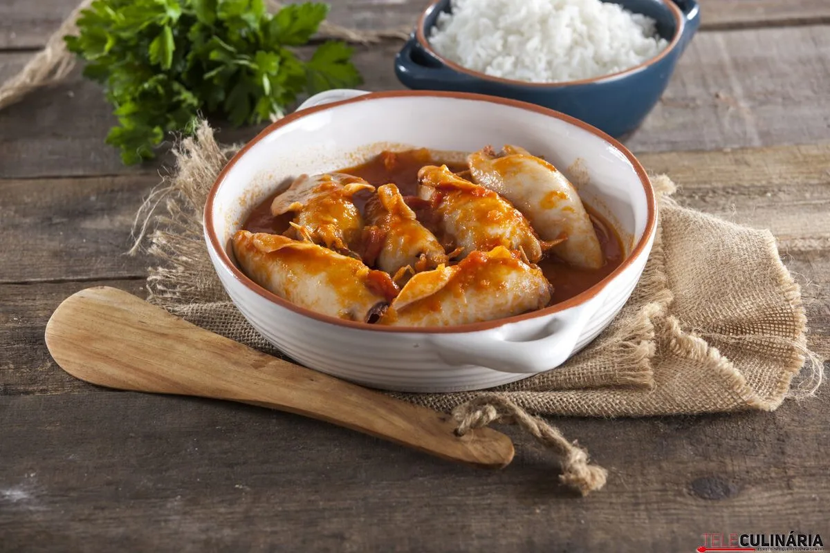 Lulas recheadas com carne picada