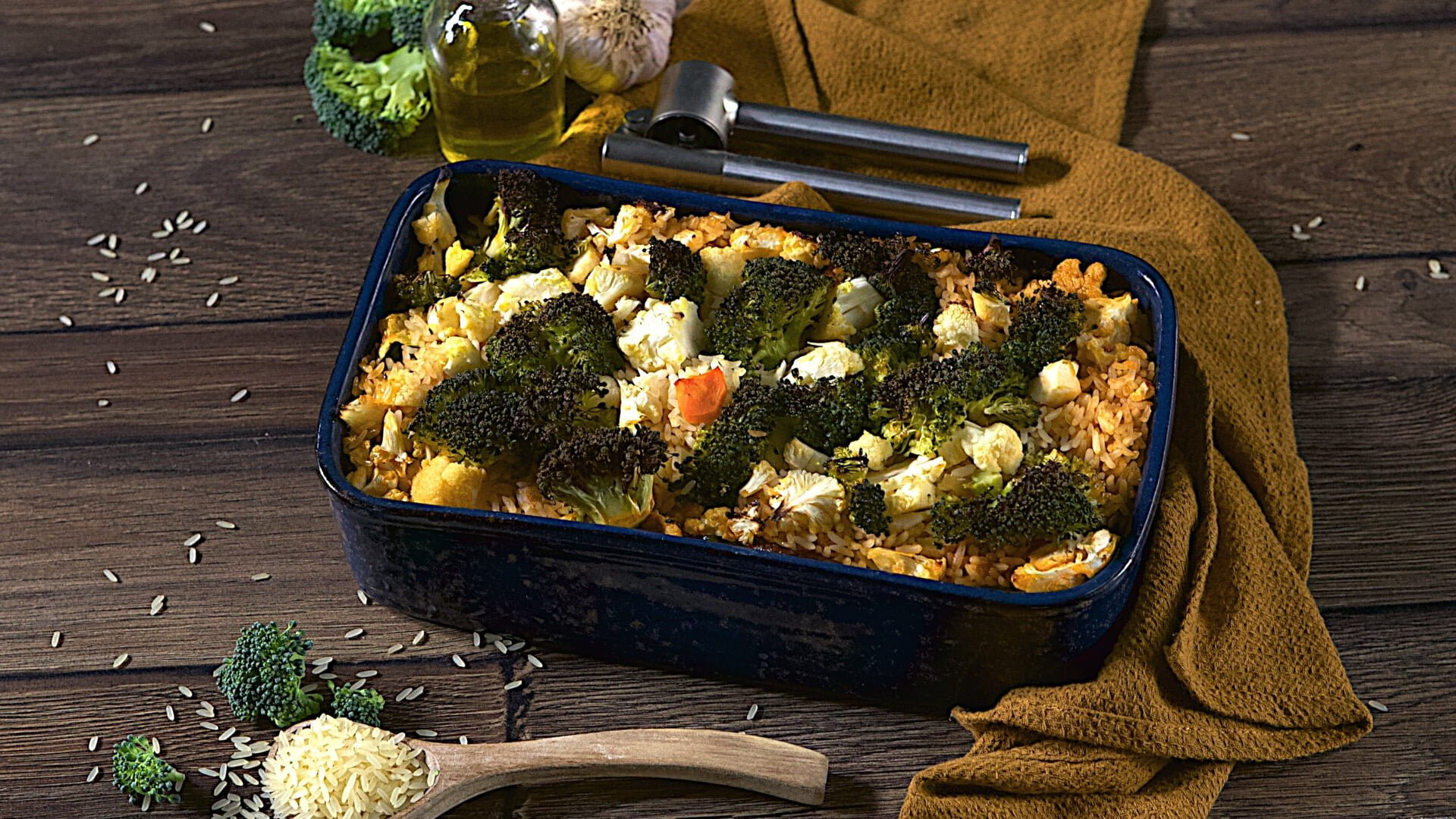 Arroz de forno com legumes