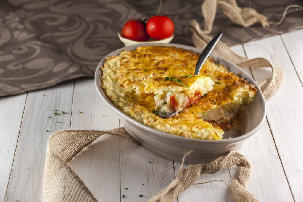 Empadão de bacalhau com espinafres