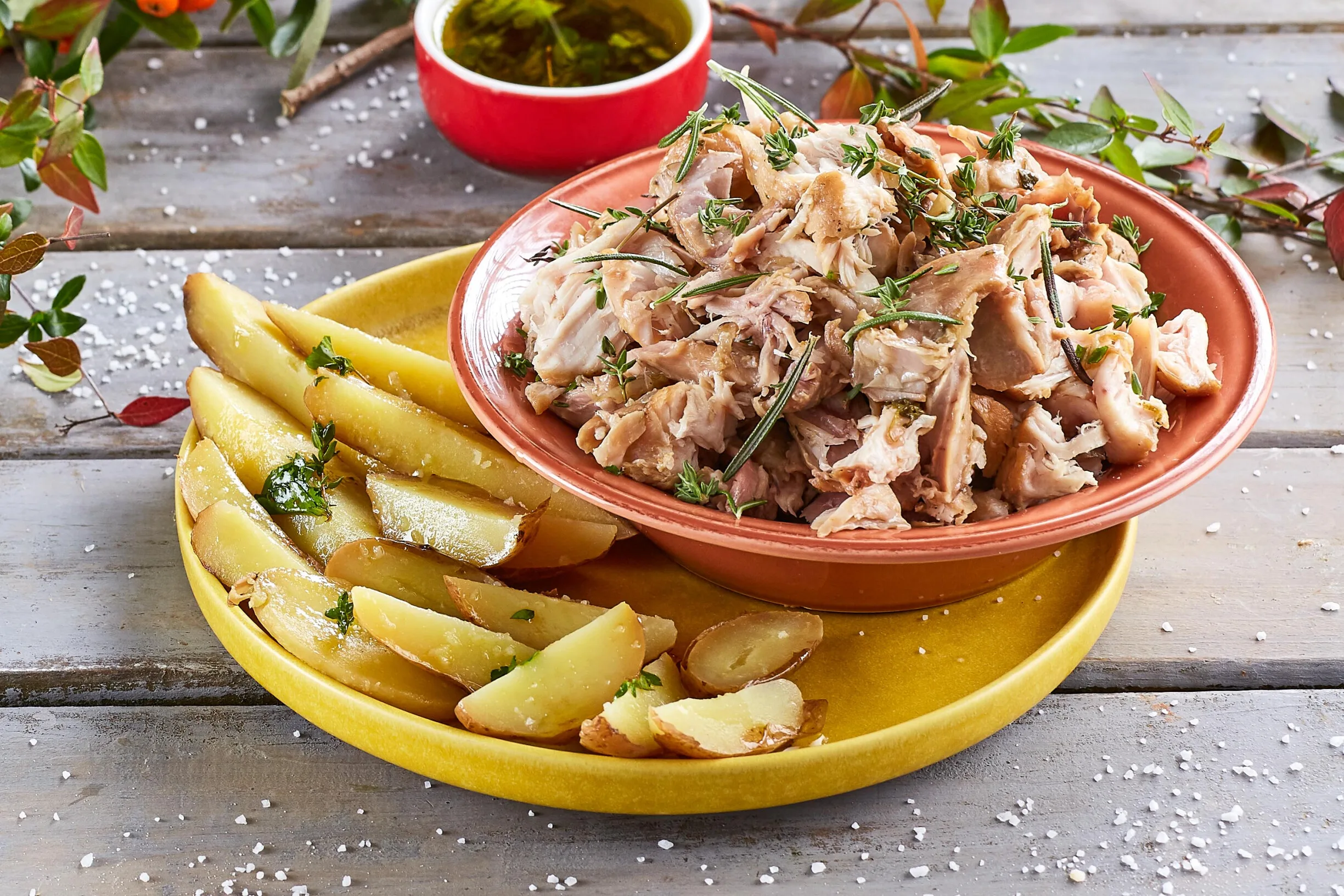 Salada de coelho bravo com ervas aromáticas