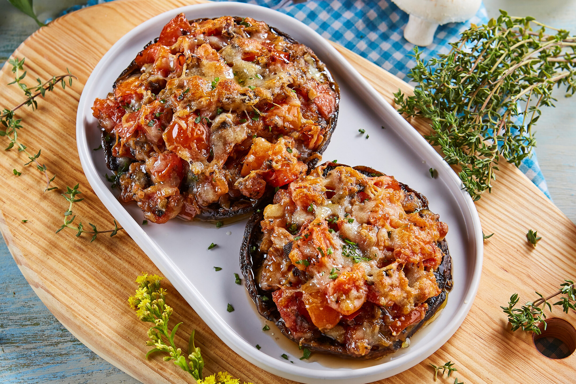 Cogumelos Portobello recheados