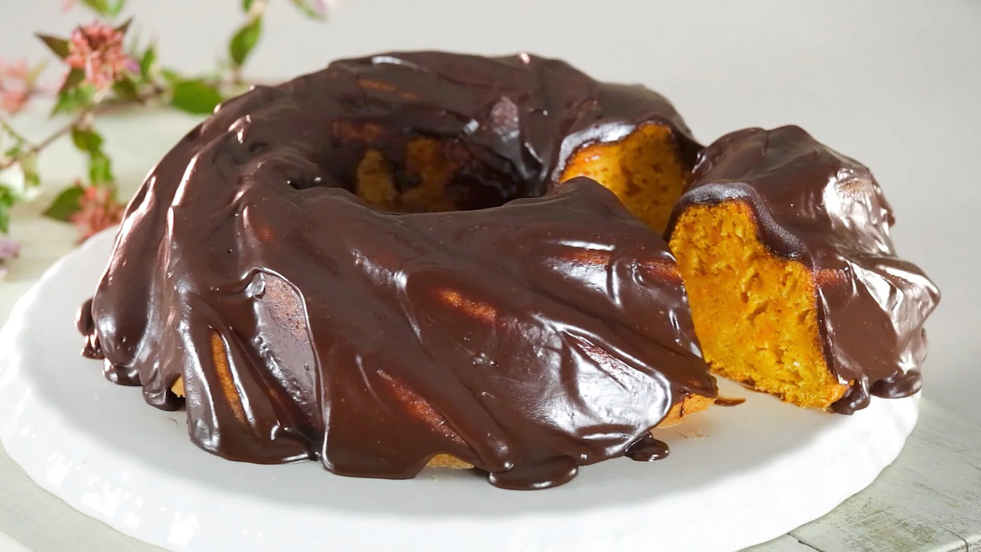 Carrot cake with chocolate frosting