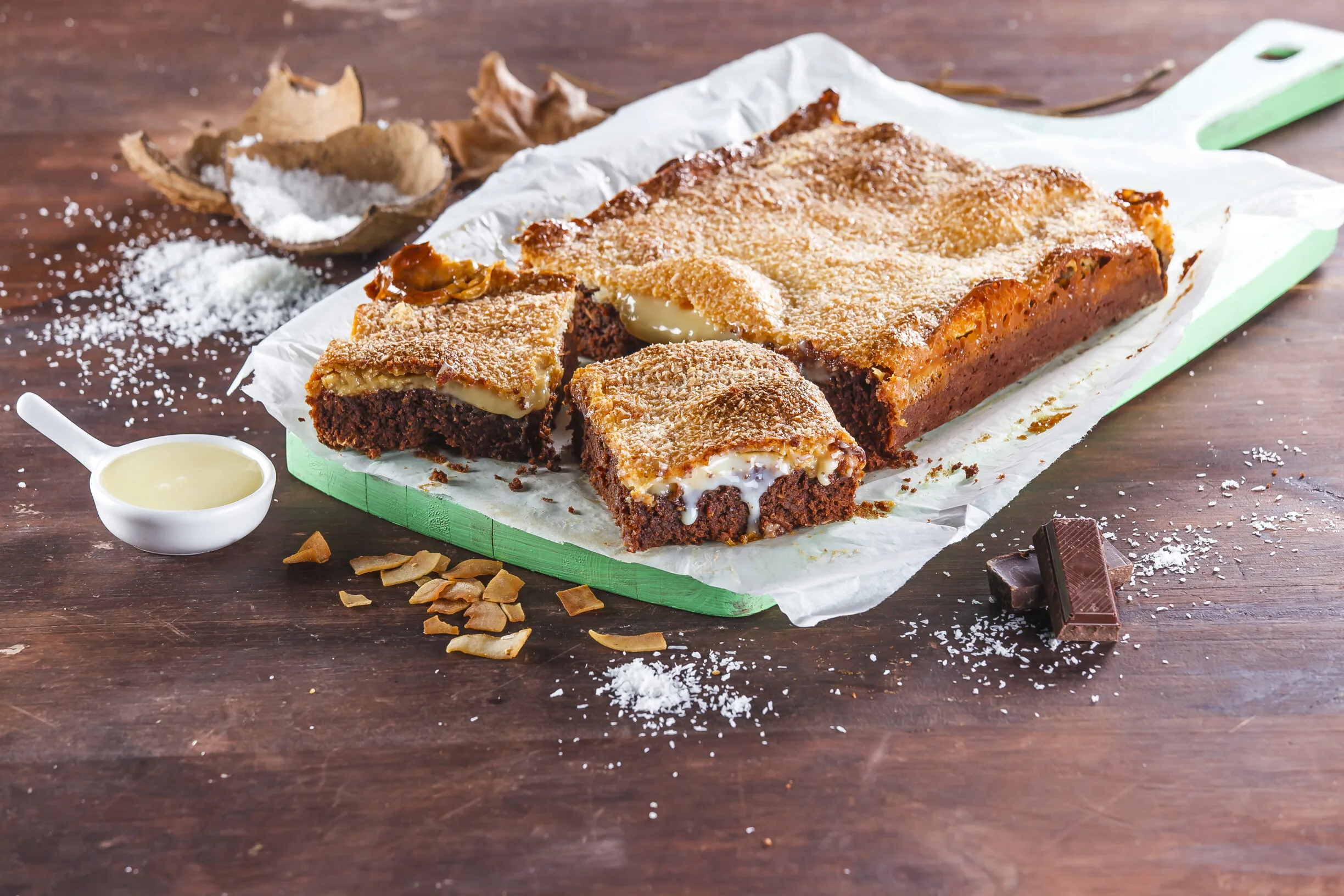 Brownie de leite condensado e coco