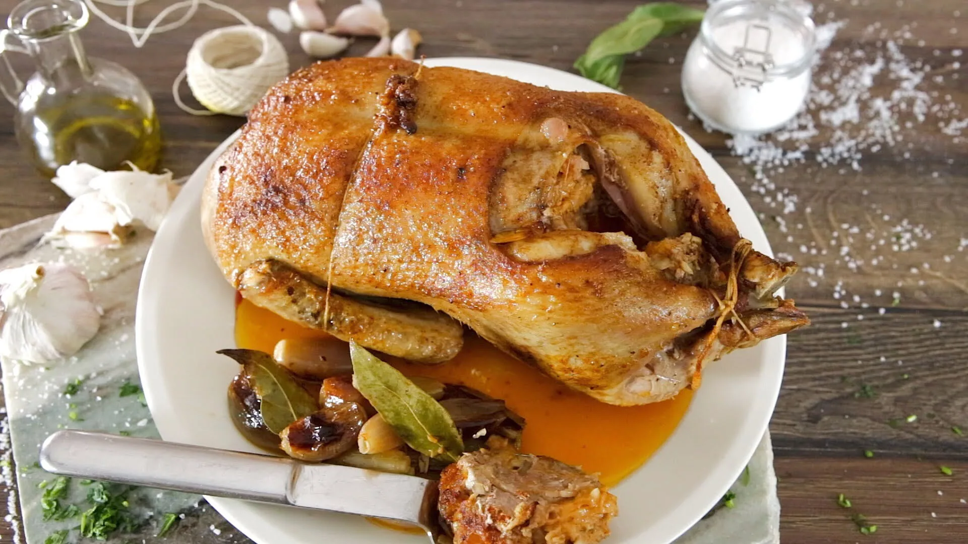 Pato recheado no forno