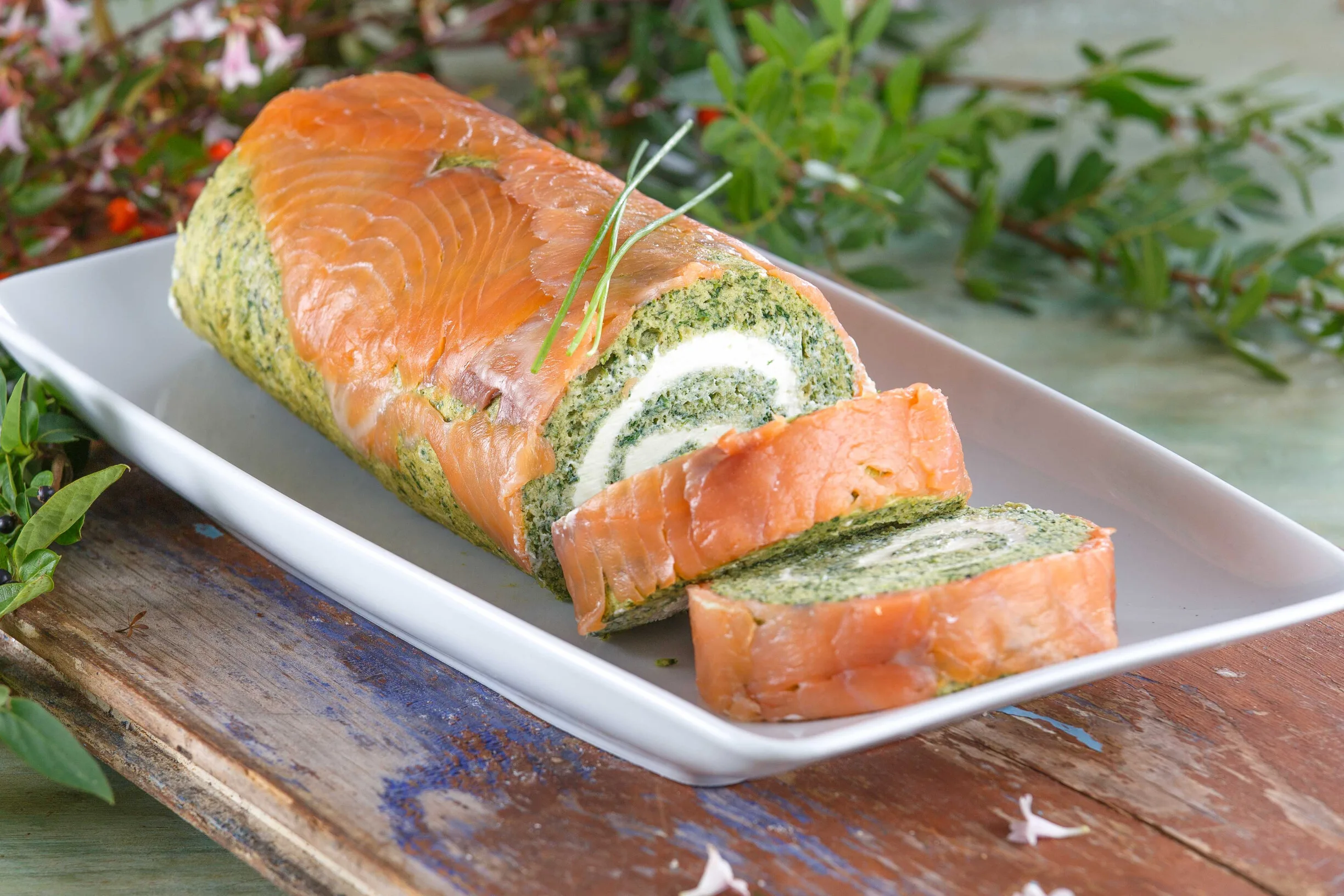 Torta de espinafres e salmão