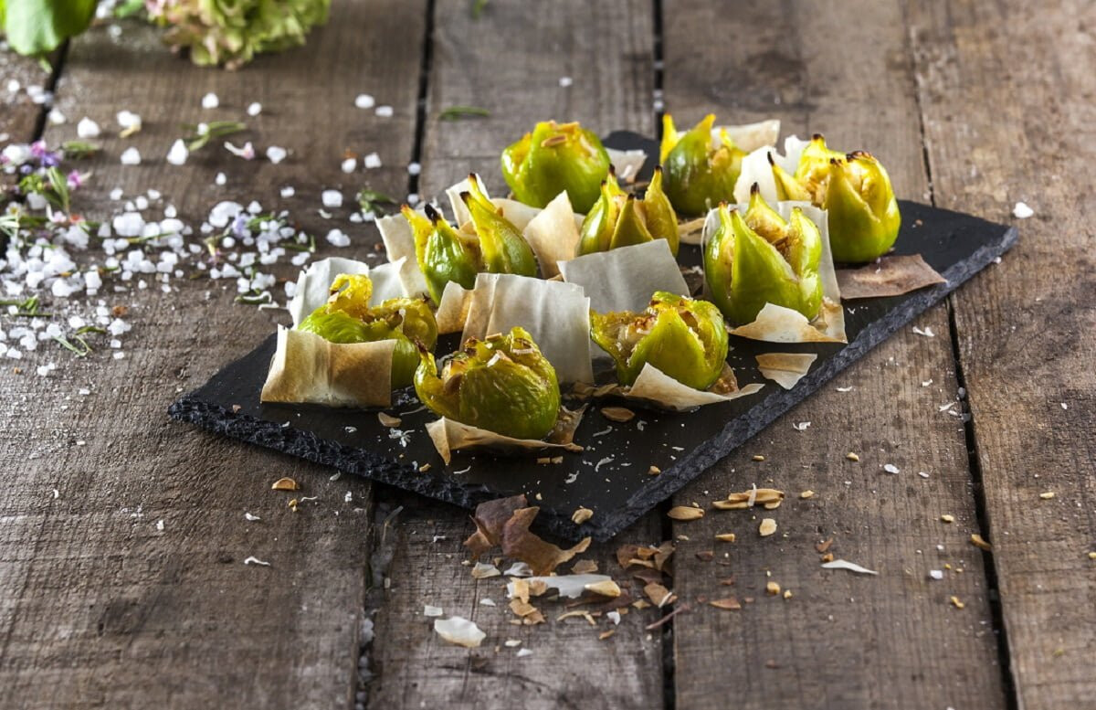 Figos gratinados com queijo da ilha