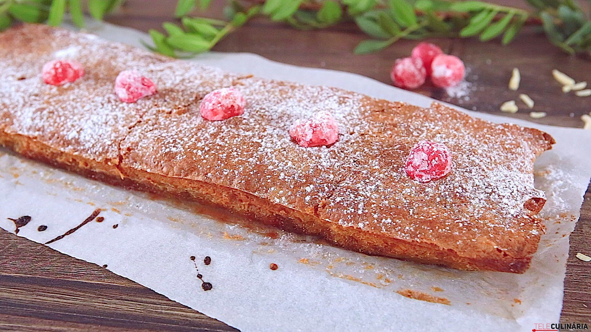 Tarte de amêndoa com cerejas