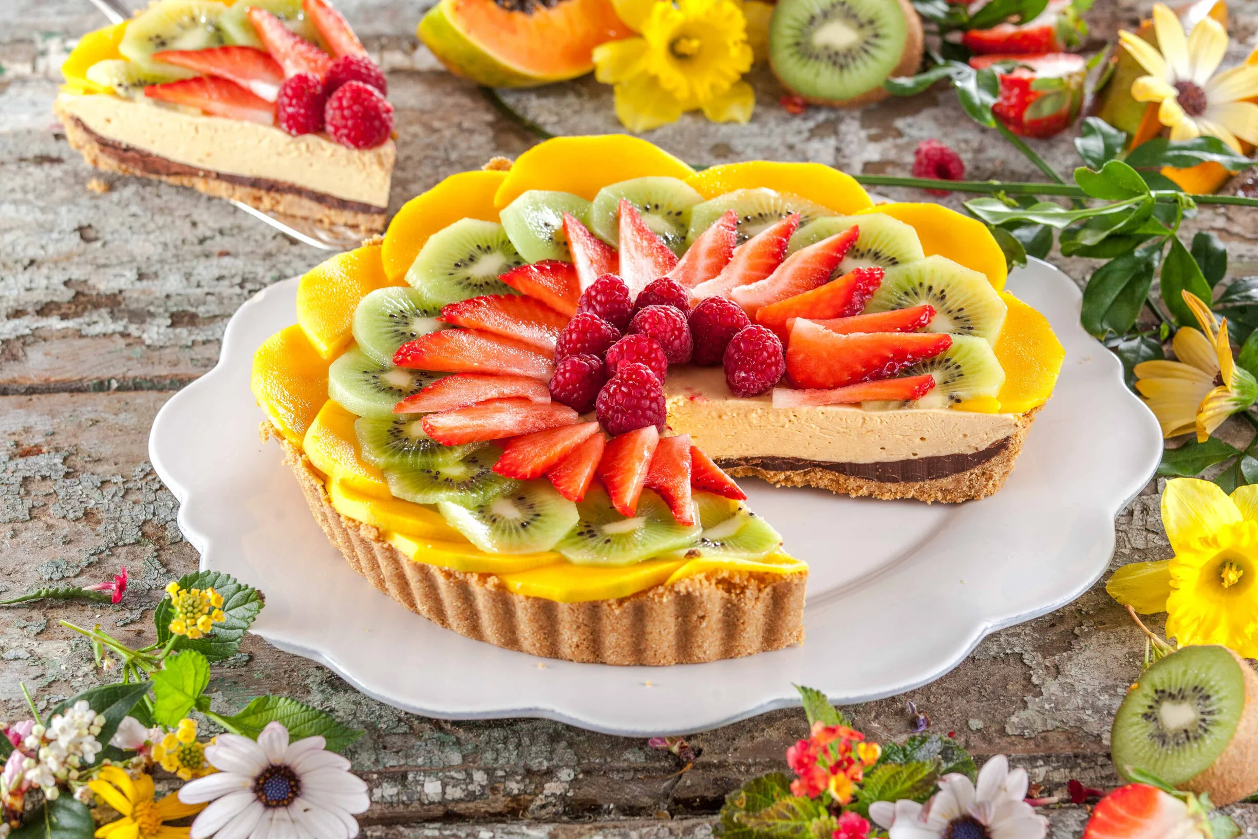 Tarte doce com fruta fresca