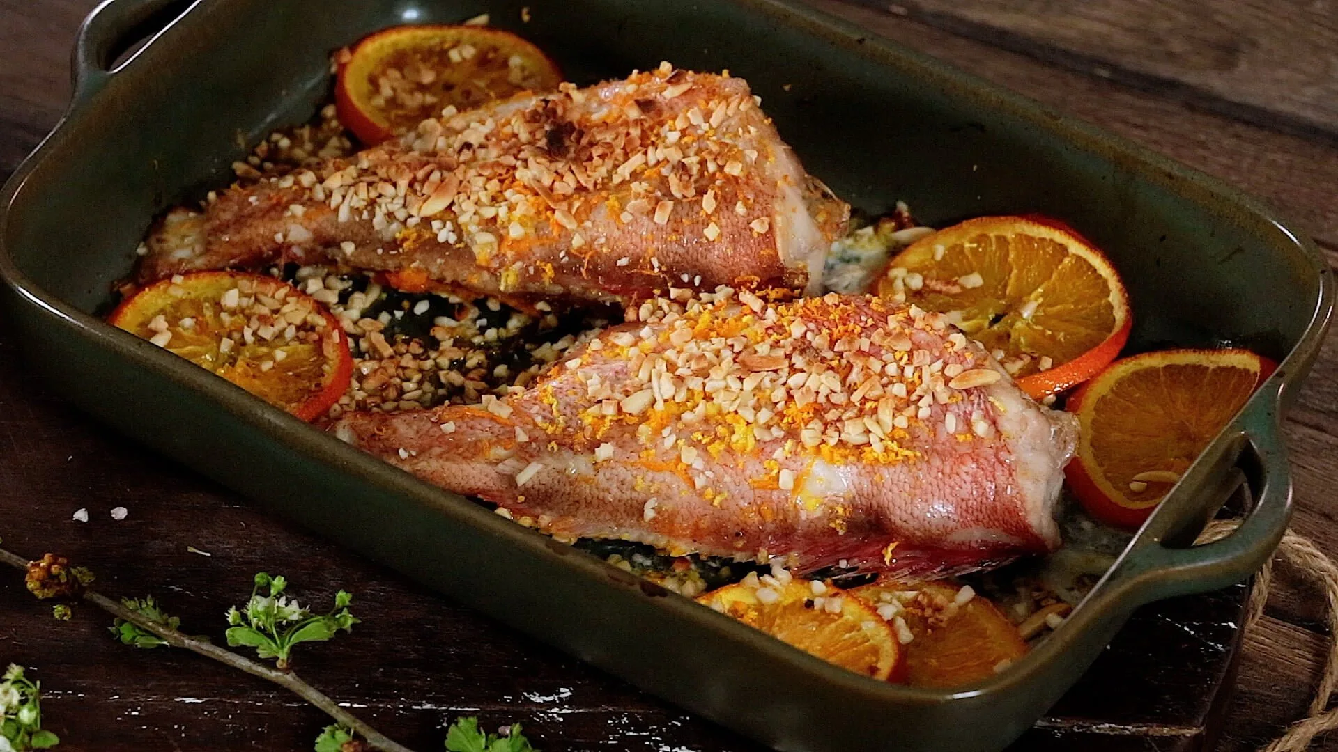 Red fish assado com laranja