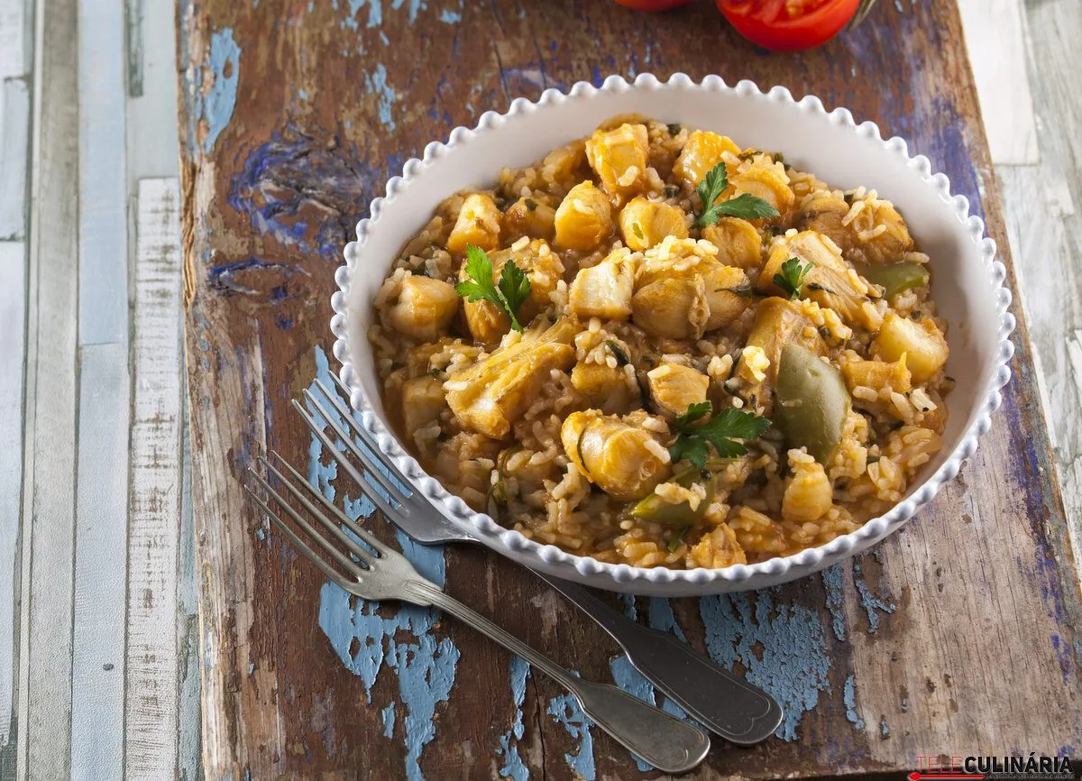 Receita rápida de arroz de tamboril