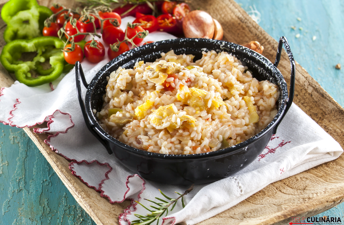 Receita de arroz de bacalhau com pimento