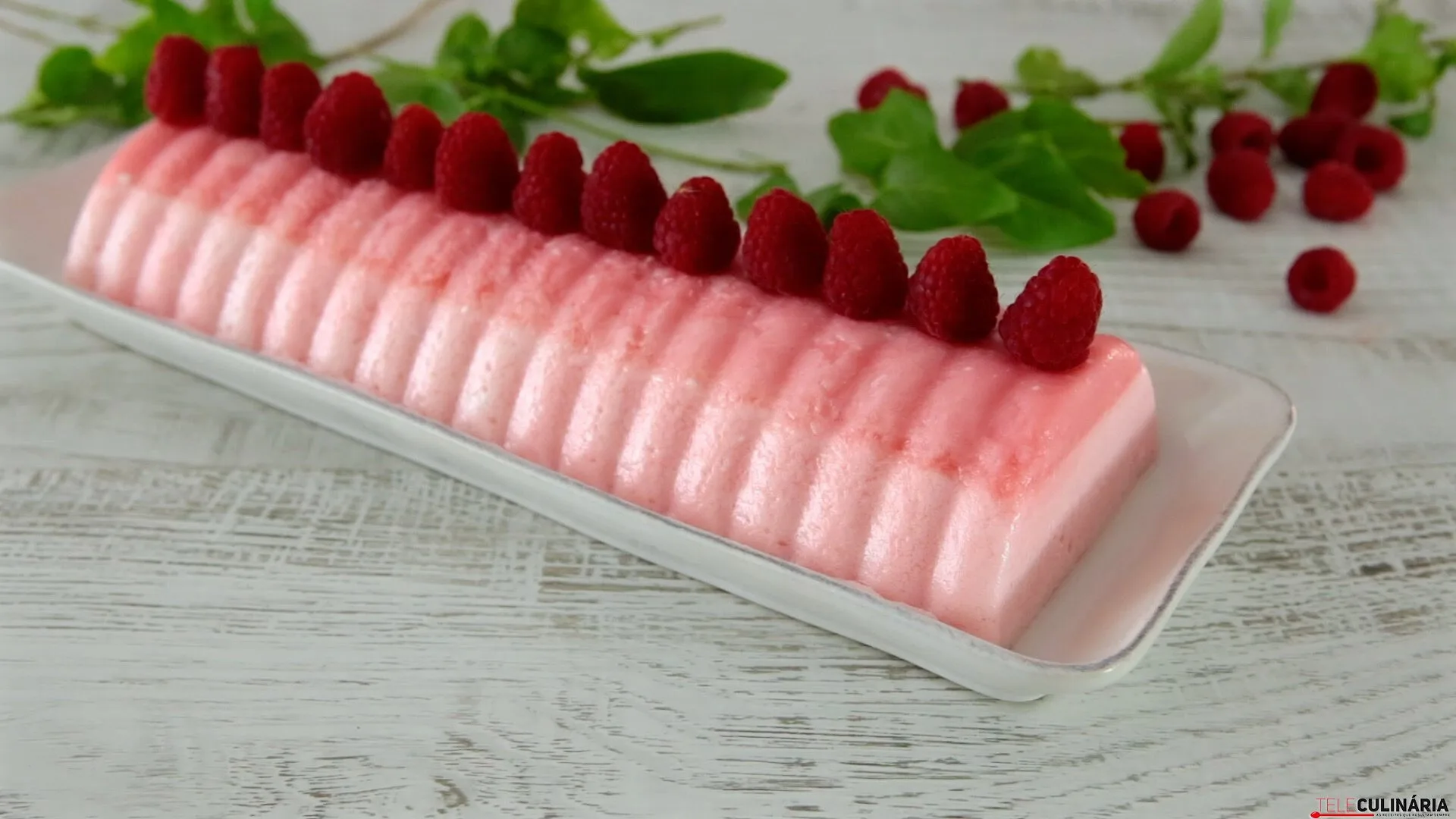 Semifrio de gelatina stevia de framboesa