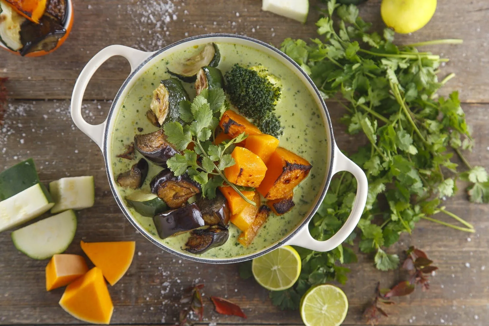 Caril verde de legumes assados