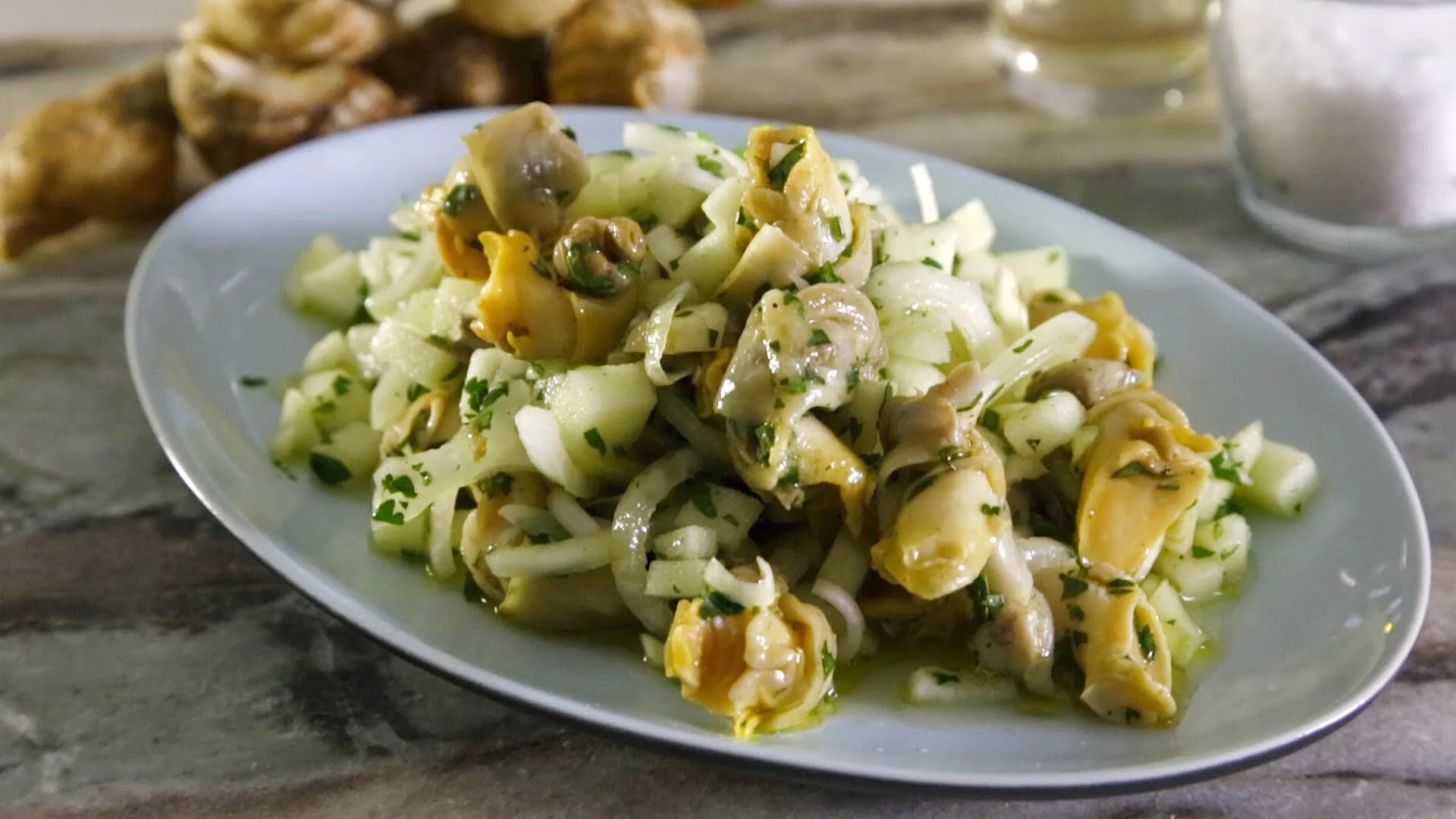 Salada de buzinas com maçã