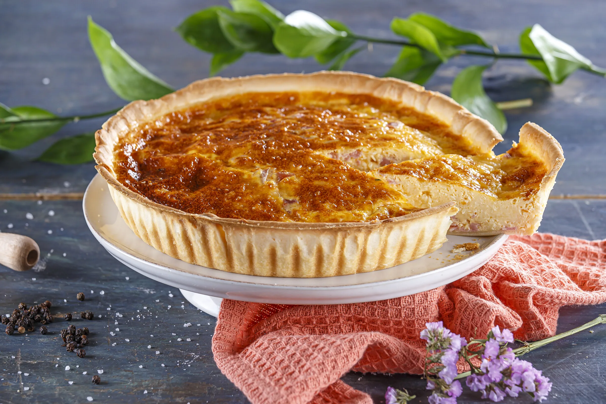 Quiche de queijo e fiambre