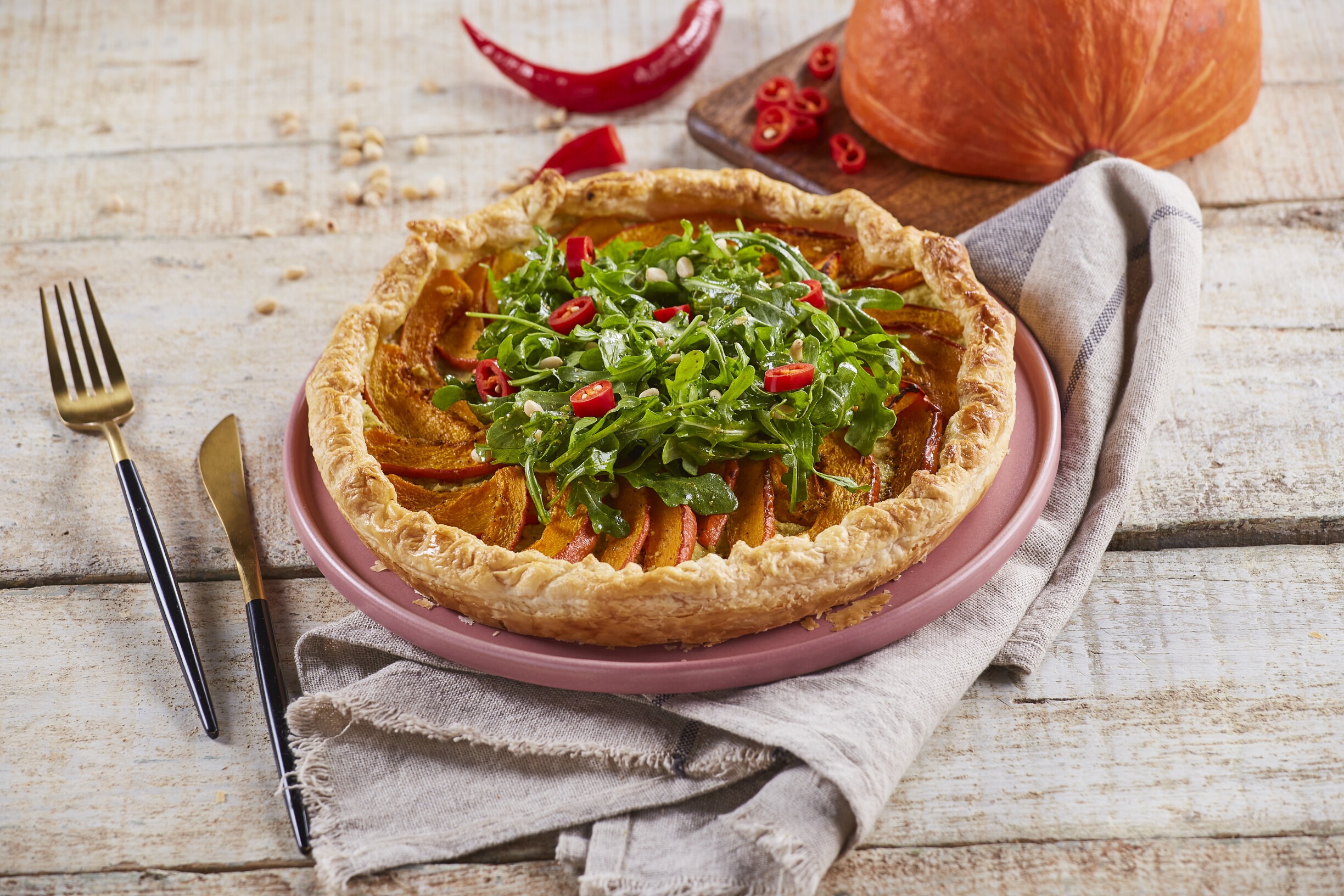 Tarte de abóbora com pesto