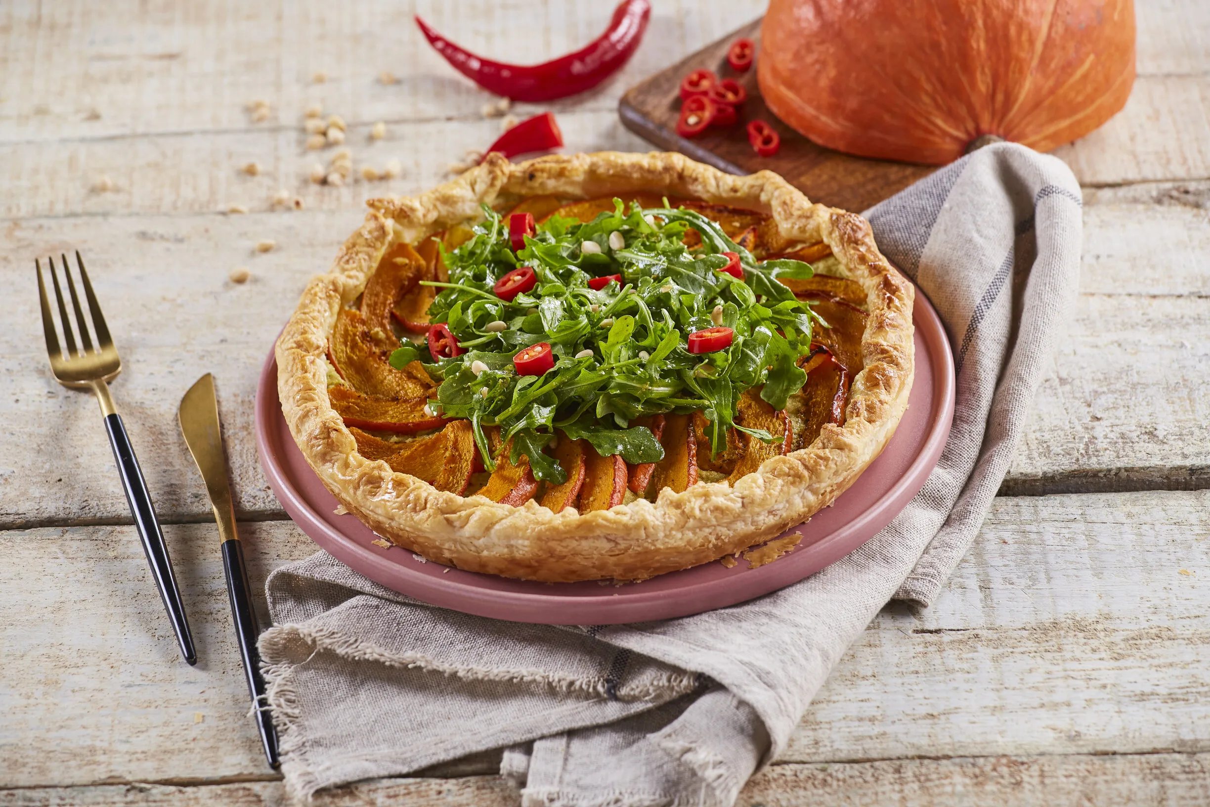 Tarte de abóbora com pesto