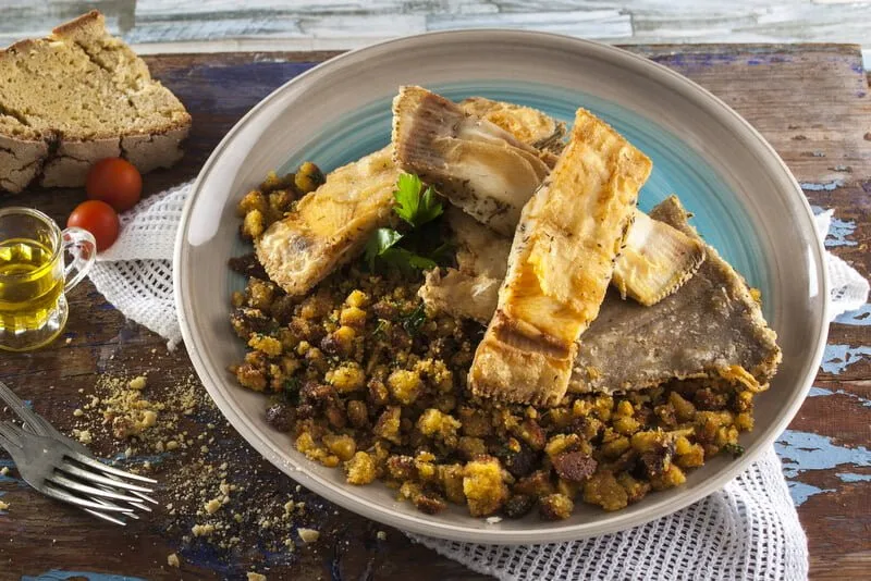 Solha frita com migas