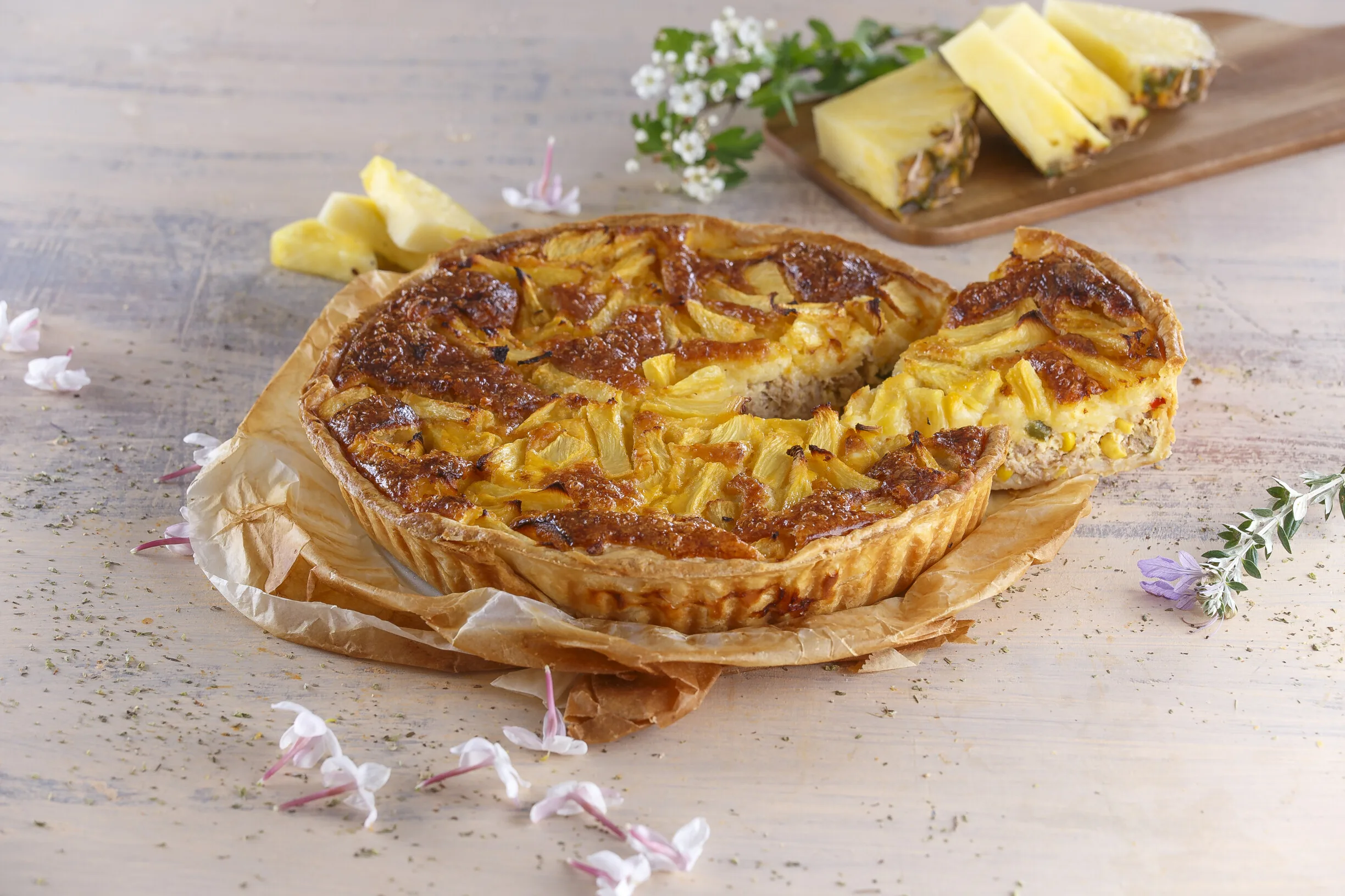 Quiche de atum e ananás