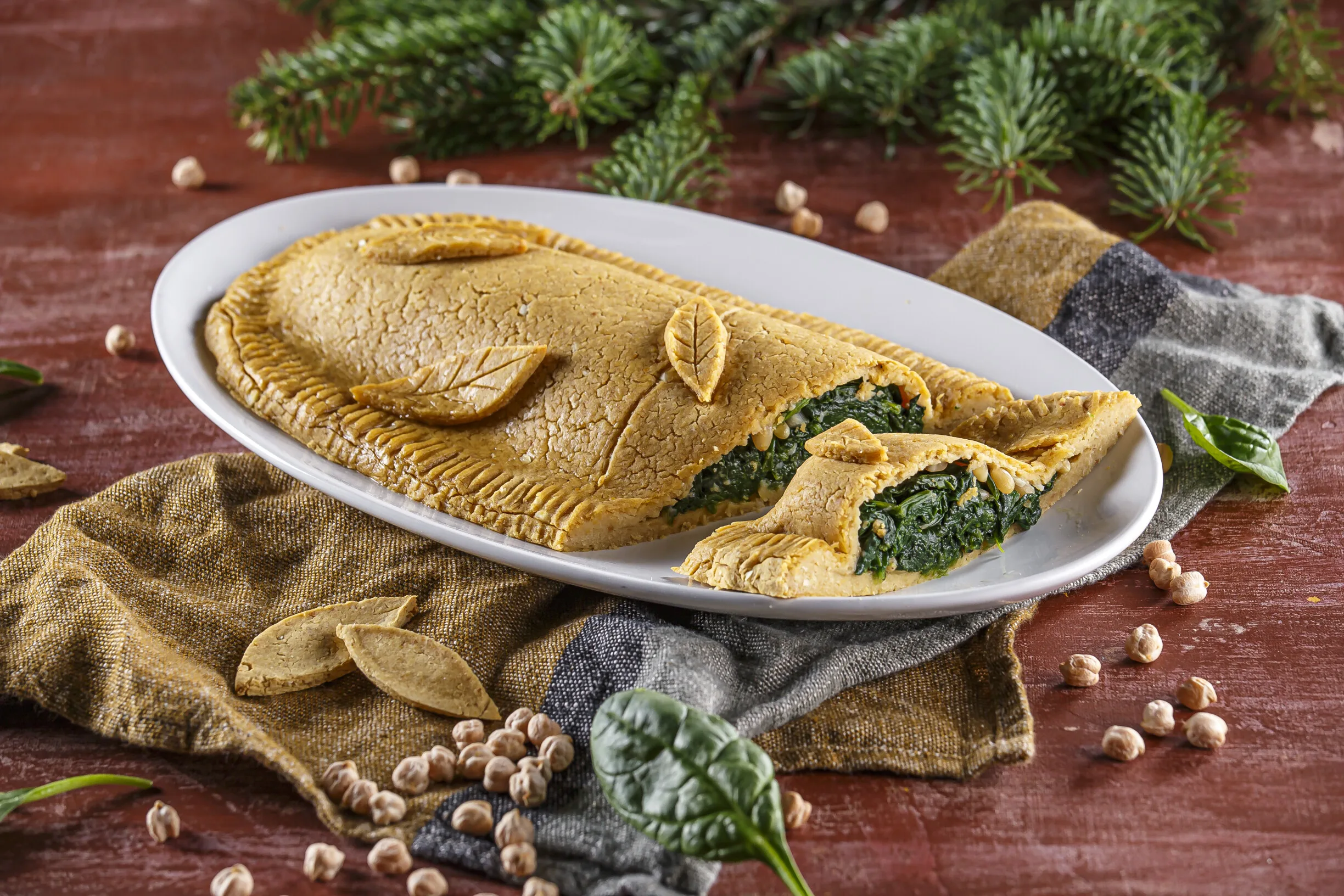 Pastel de espinafres e pinhão