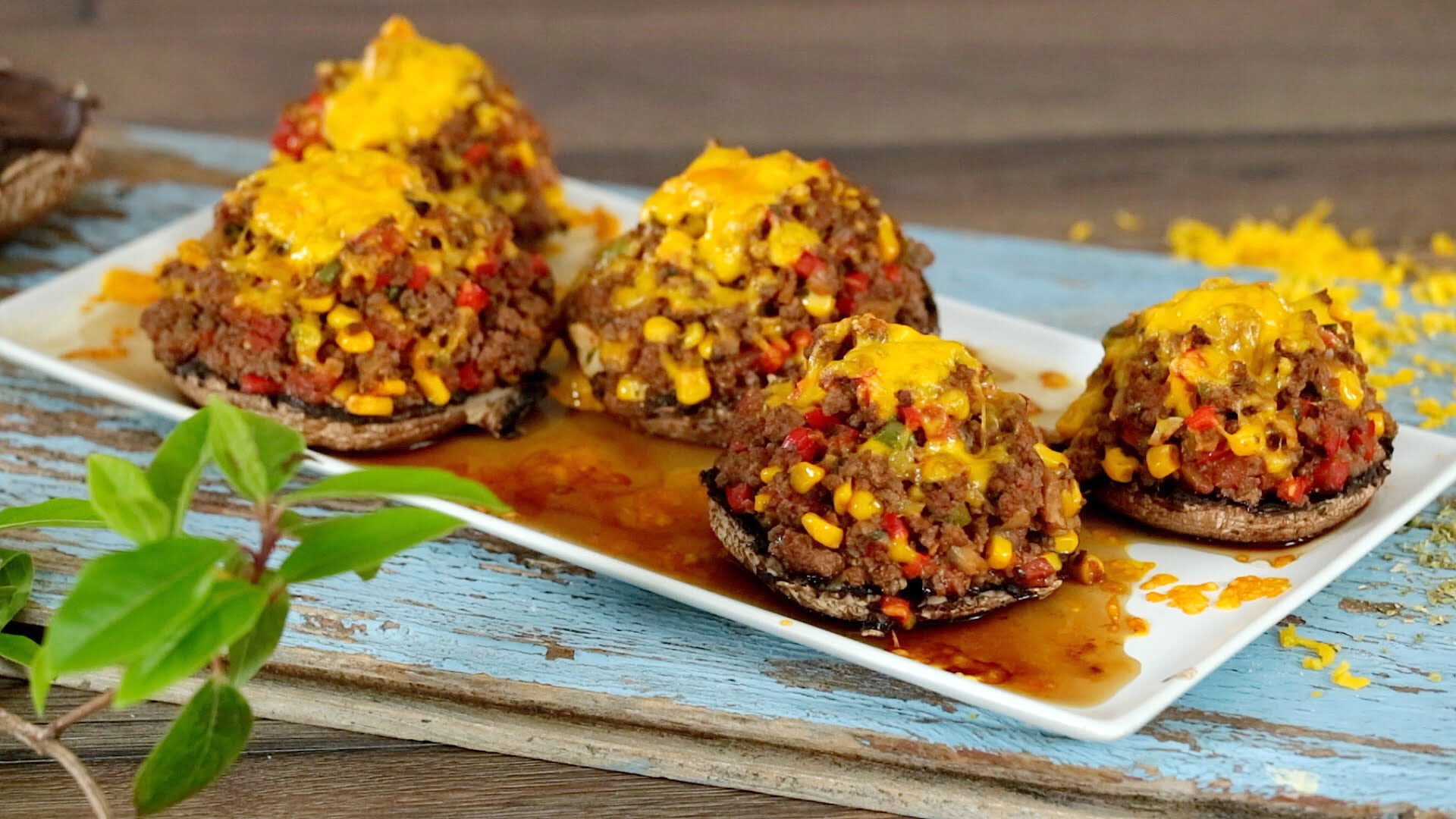 Cogumelos recheados com carne