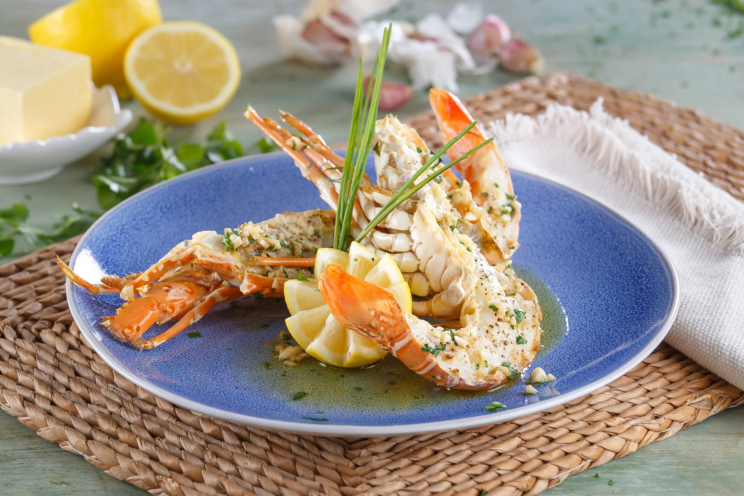 Lagosta com manteiga de ervas