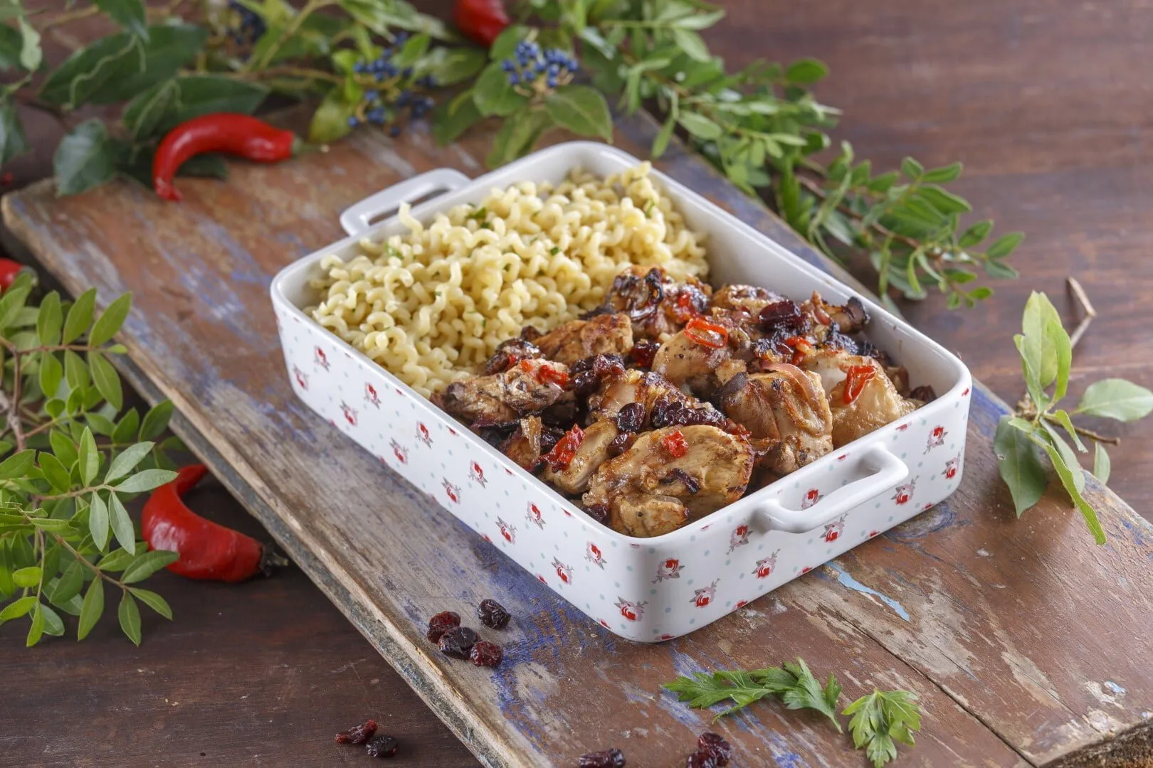 Frango assado com molho balsâmico