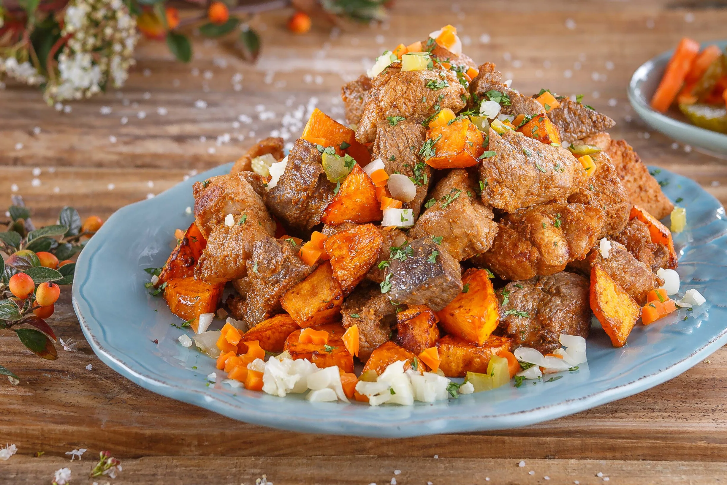 Rojões com batata-doce