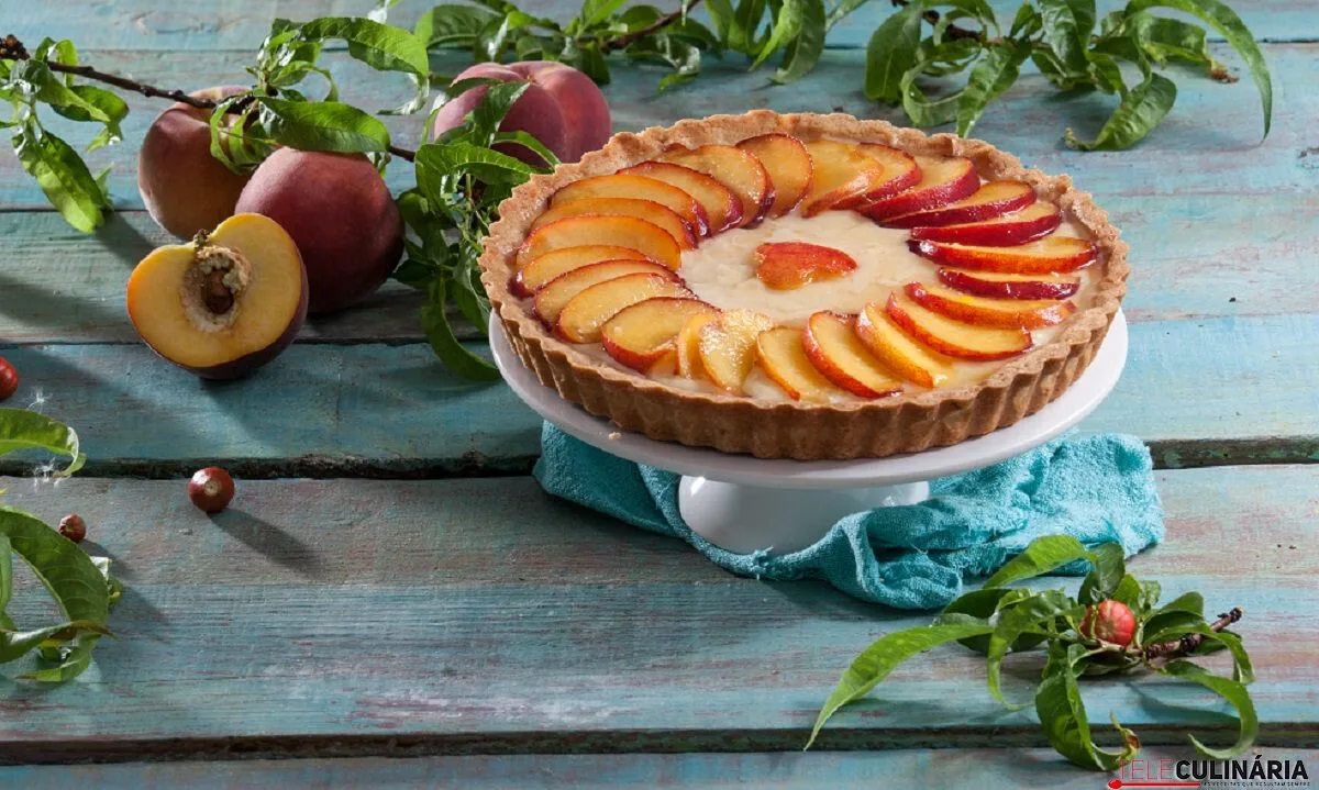 Tarte de pêssegos frescos