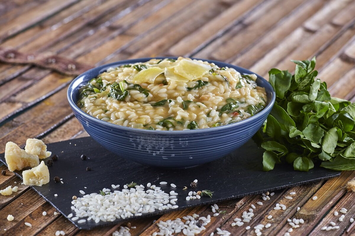 Risoto de farinheira e agrião